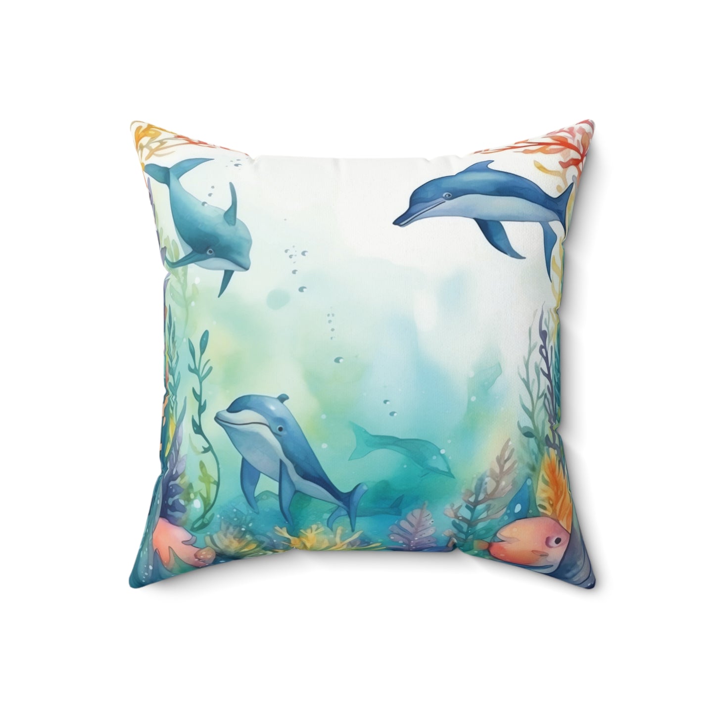 Nautical Polyester Square Cushion, Nautical cushion, Under the Sea