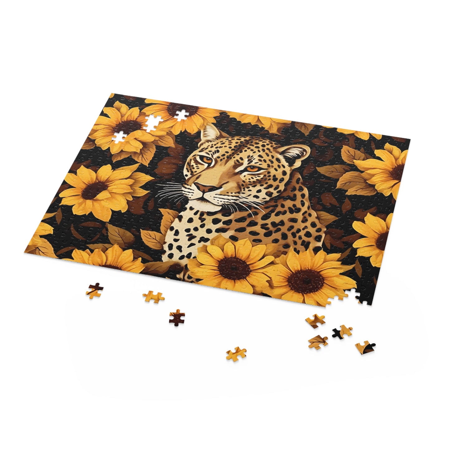 Personalised/Non-Personalised Puzzle, Floral, Sunflowers, Leopard (120, 252, 500-Piece)