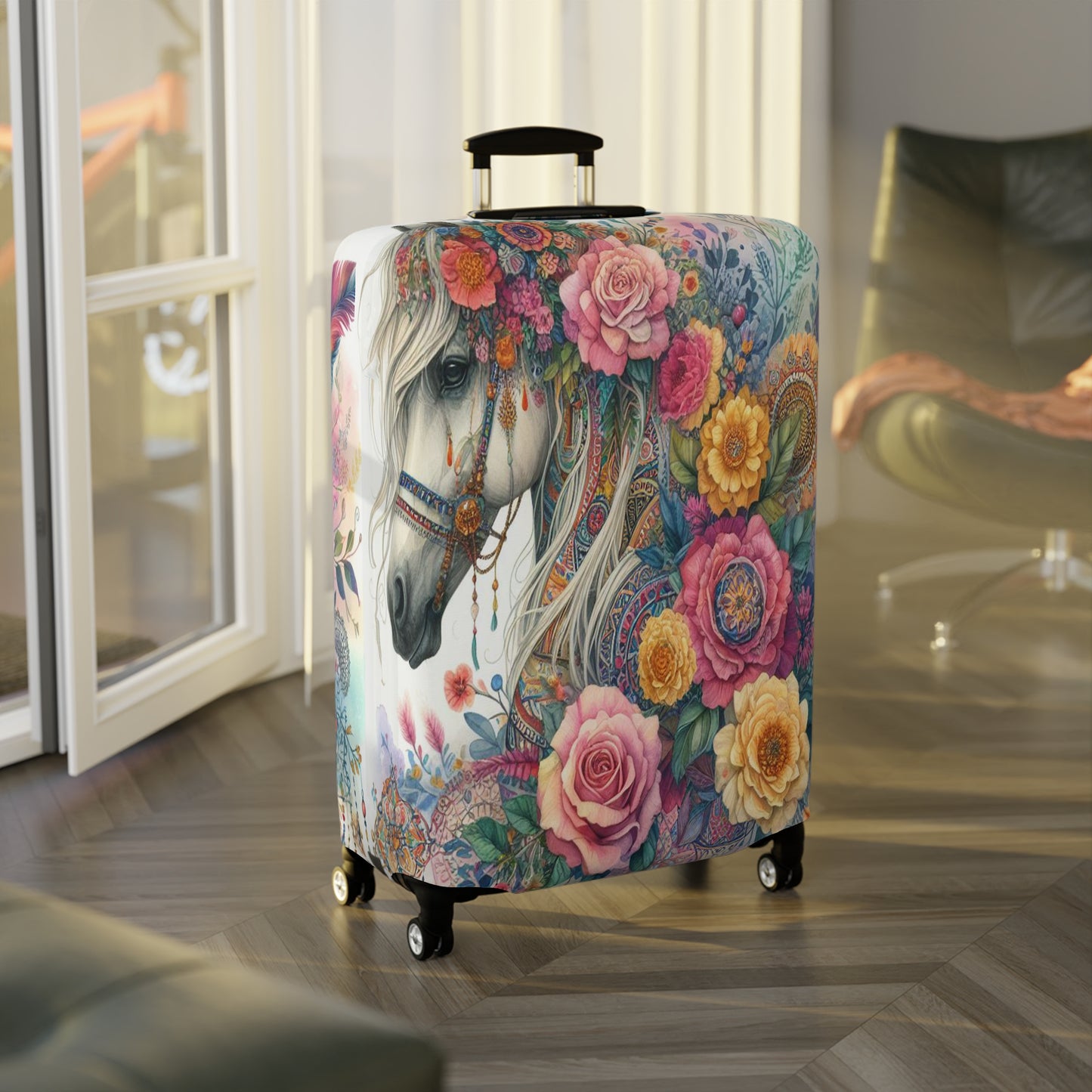 Luggage Cover, Country and Western, Boho Floral Horse, awd-1741