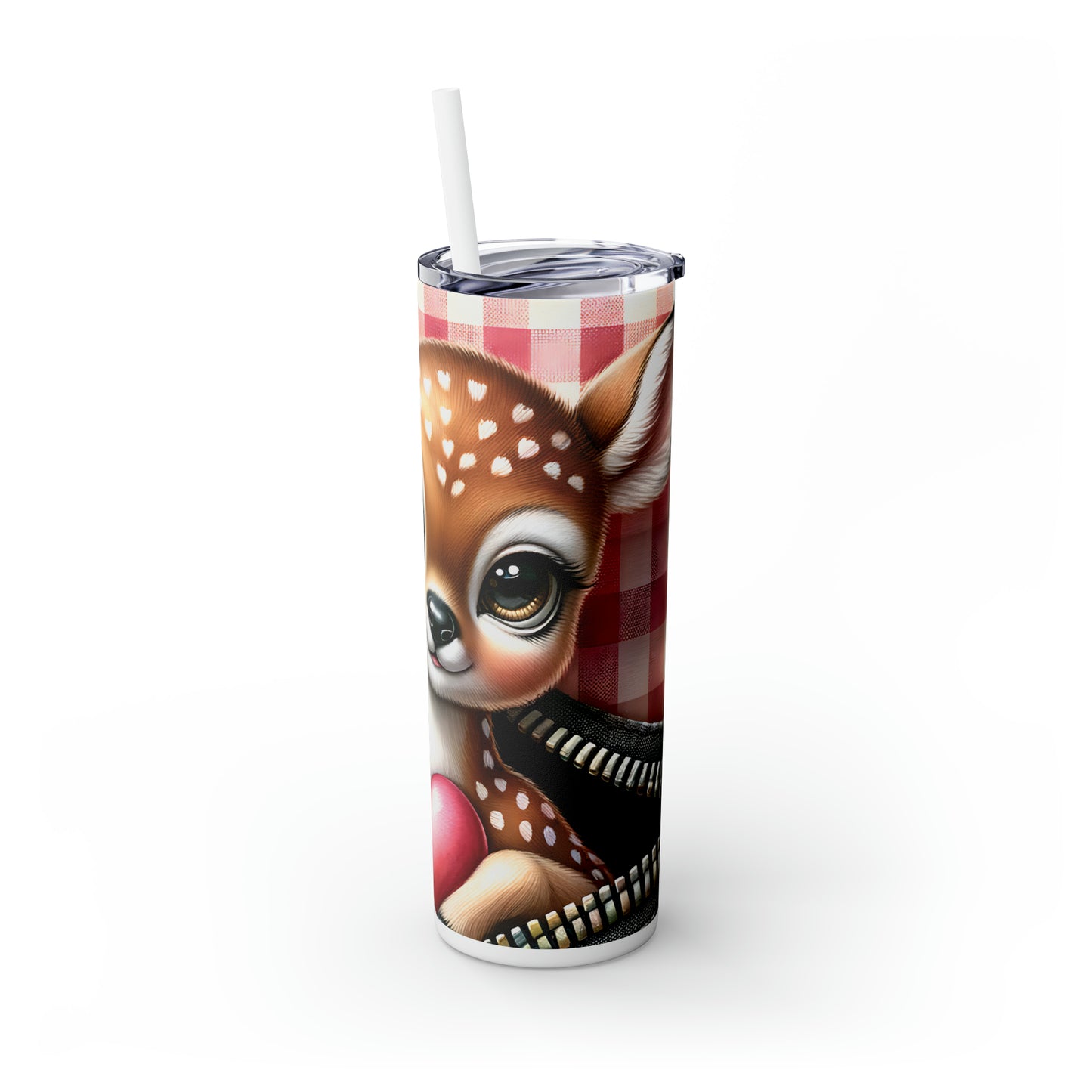 Skinny Tumbler with Straw, 20oz, Deer, Valentines Day, awd-802