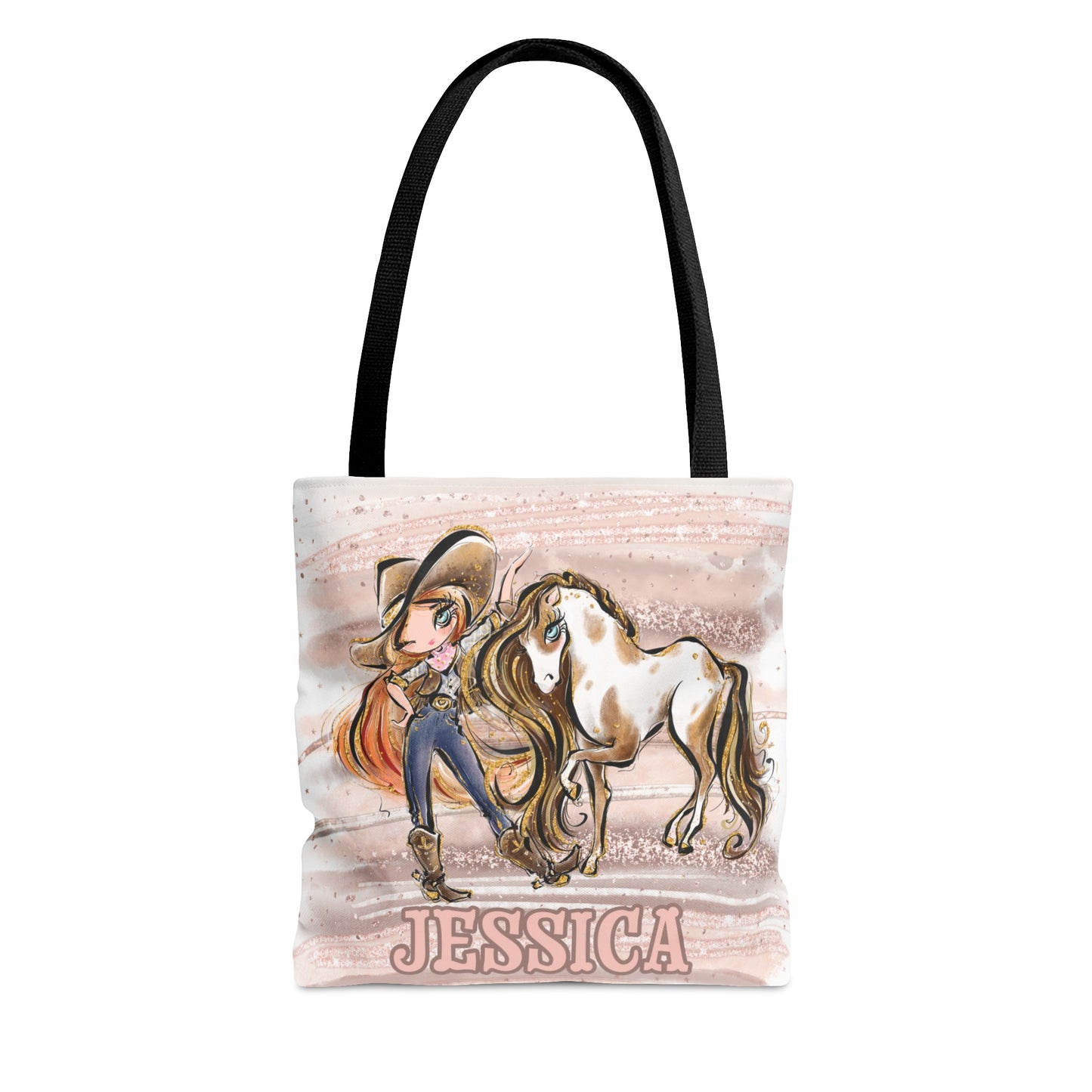 Personalised Tote Bag, Cowgirl & Horse, Red Hair, Blue Eyes, Tote bag