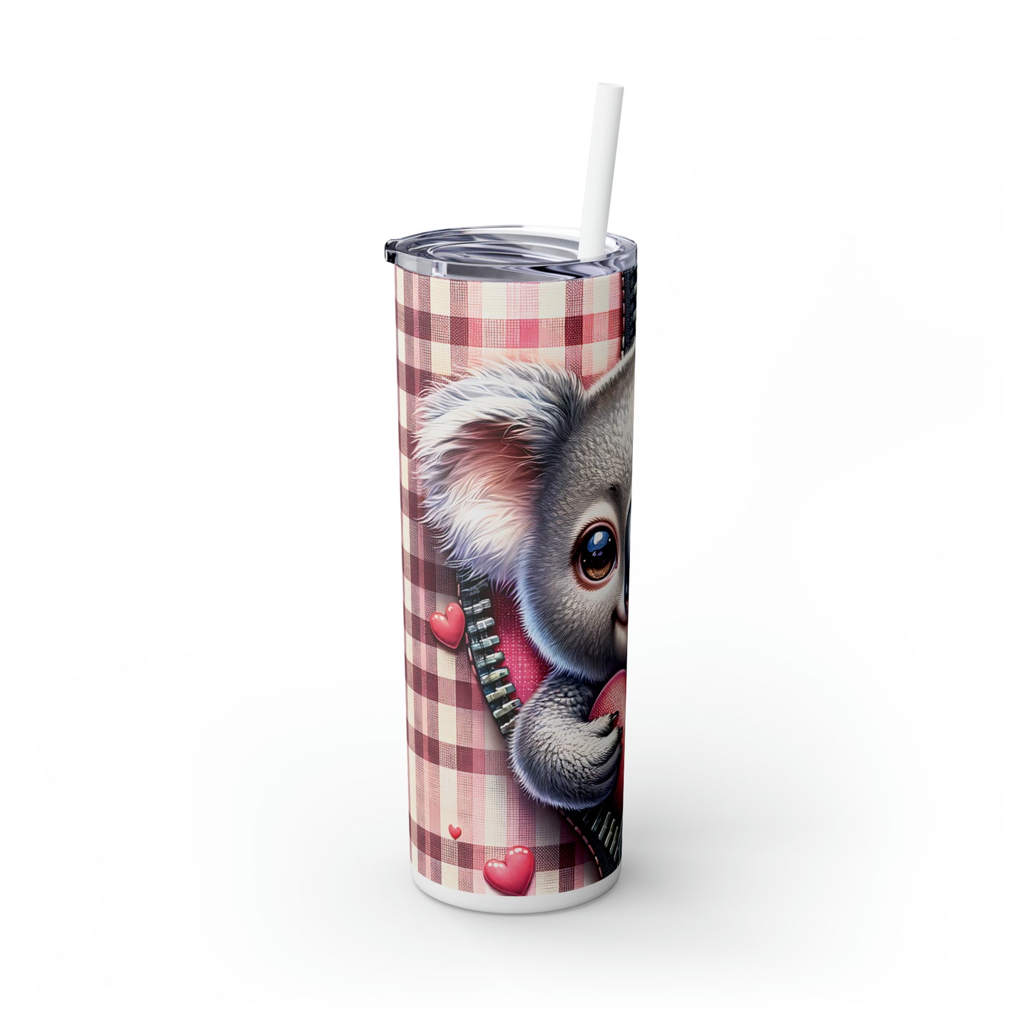 Skinny Tumbler with Straw, 20oz, Koala, Valentines Day