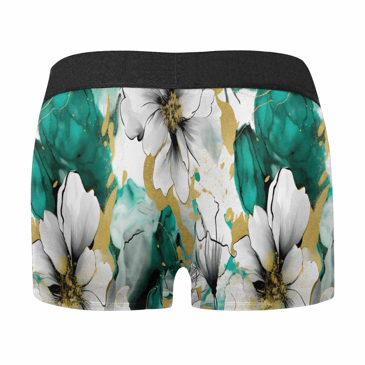 Green and White Ink Floral AUS Men's Boxer Briefs (Made In AUS)