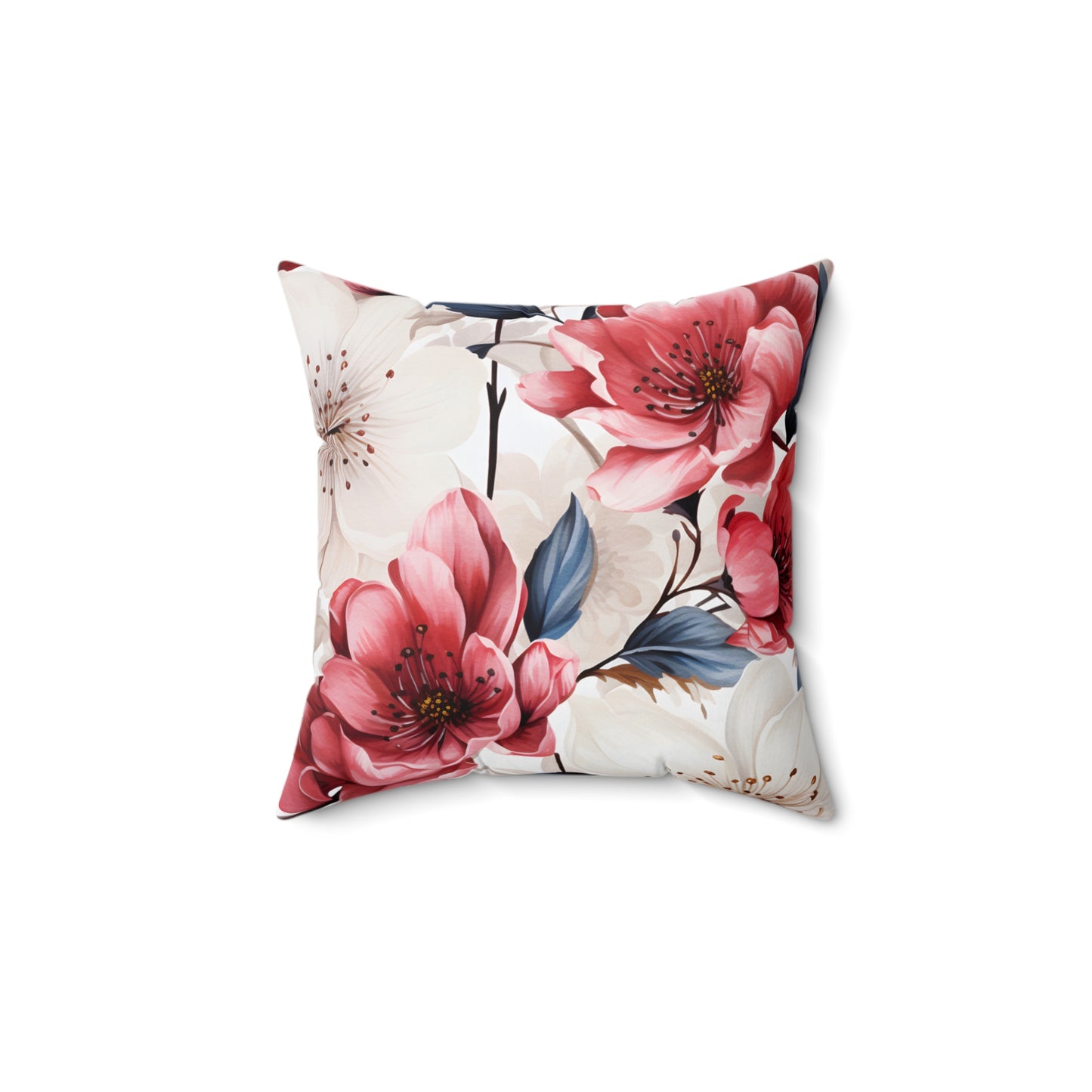 Spun Polyester Square Pillow, Floral Cushion