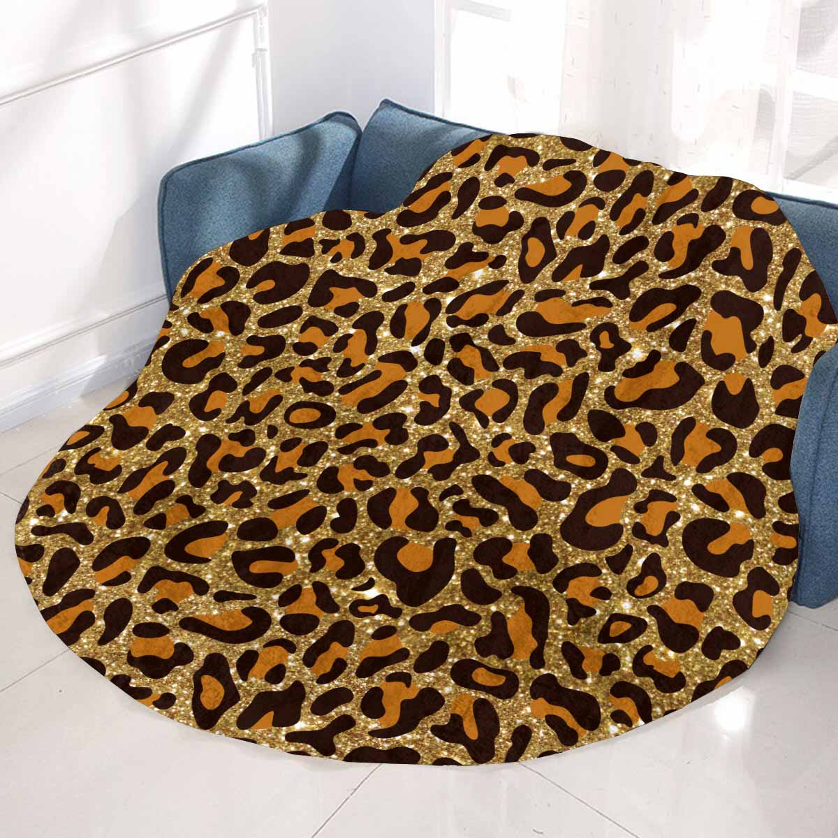 Animal print 5  Circular Micro Fleece Blanket 60"