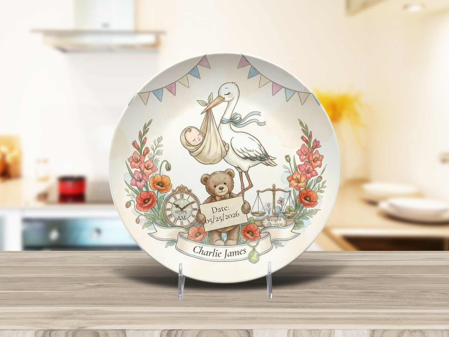 Personalised Baby Keepsake Plate | Birth Details Plate | Newborn Gift | Custom Baby Name Plate | Baby Shower Gift | First Birthday Keepsake