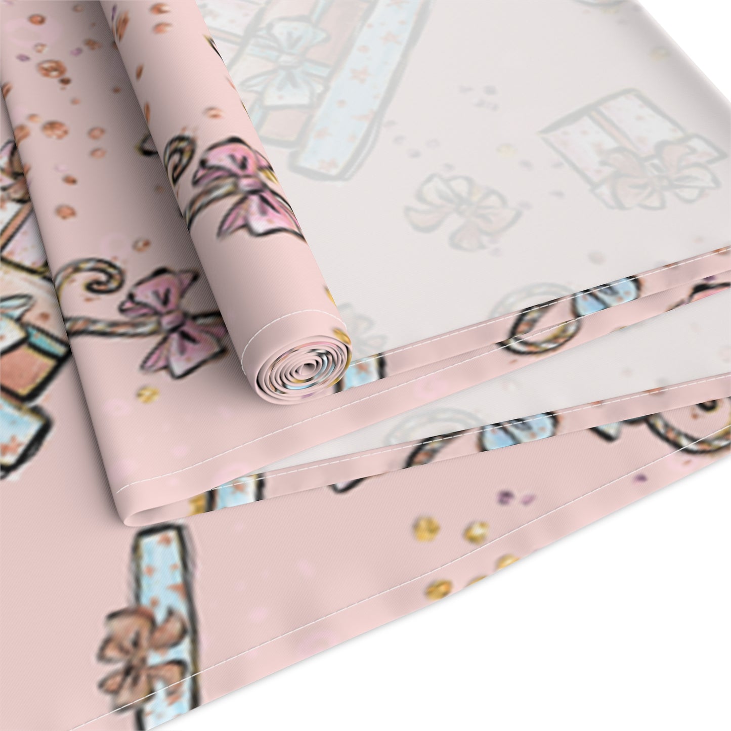 Pink Christmas, Presents, Table Runner, Cotton Twill and Poly Available, 2 sizes Available