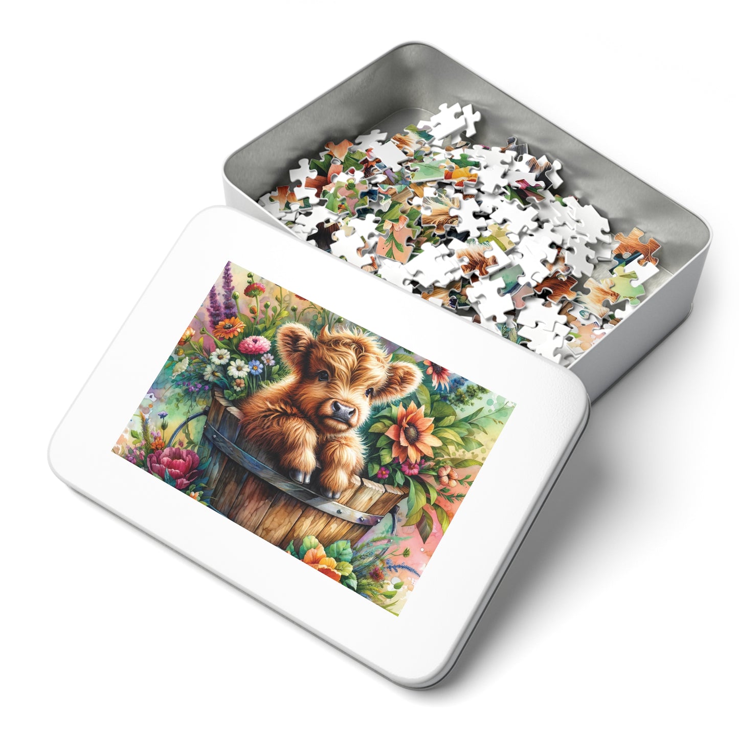 Jigsaw Puzzle, Highland Cow, Personalised/Non-Personalised (30, 110, 252, 500,1000-Piece)