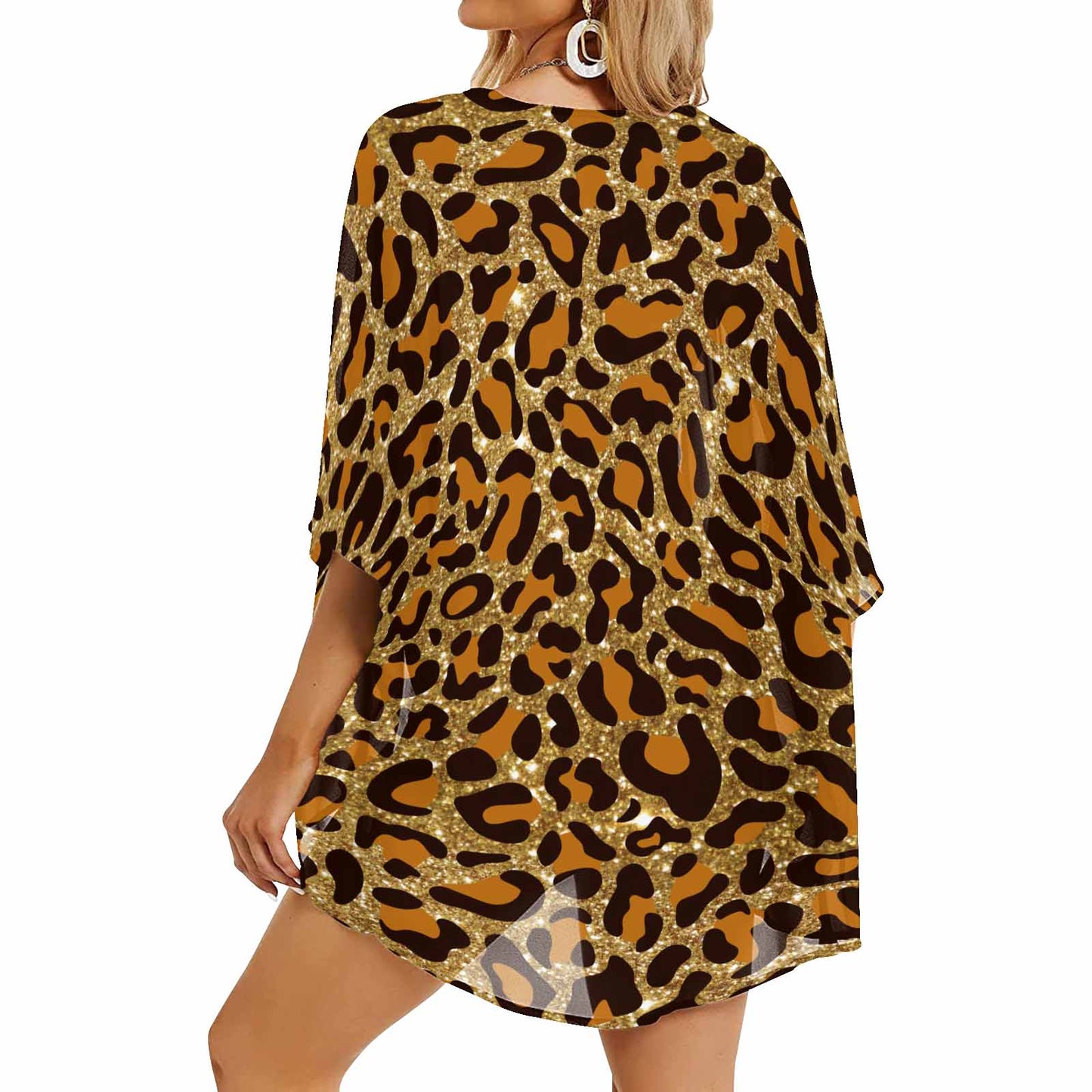 Animal print 5  Women's Kimono Chiffon Cover Up