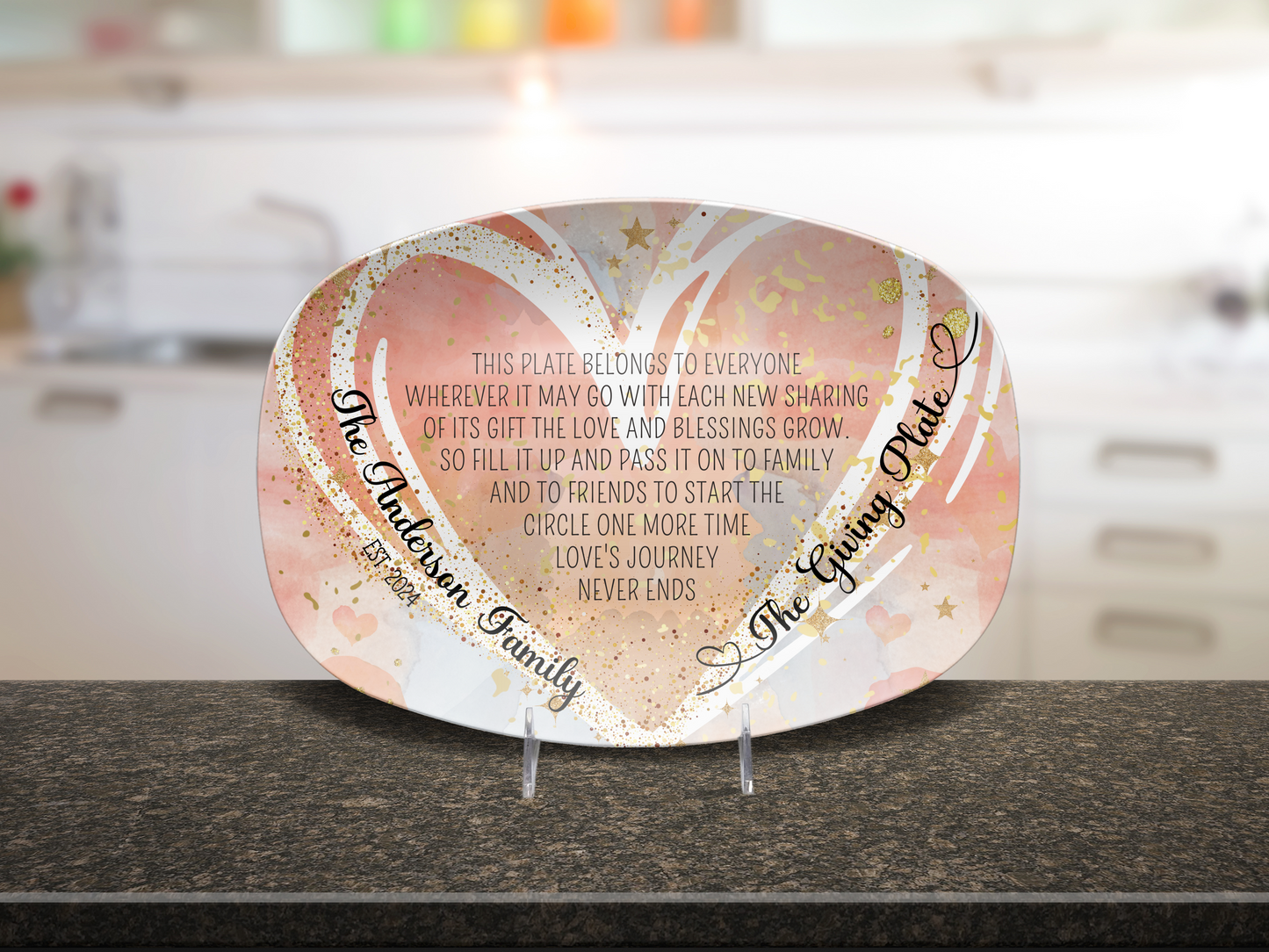 Personalised Heart The Giving Plate Platter, 10"x14" Platter