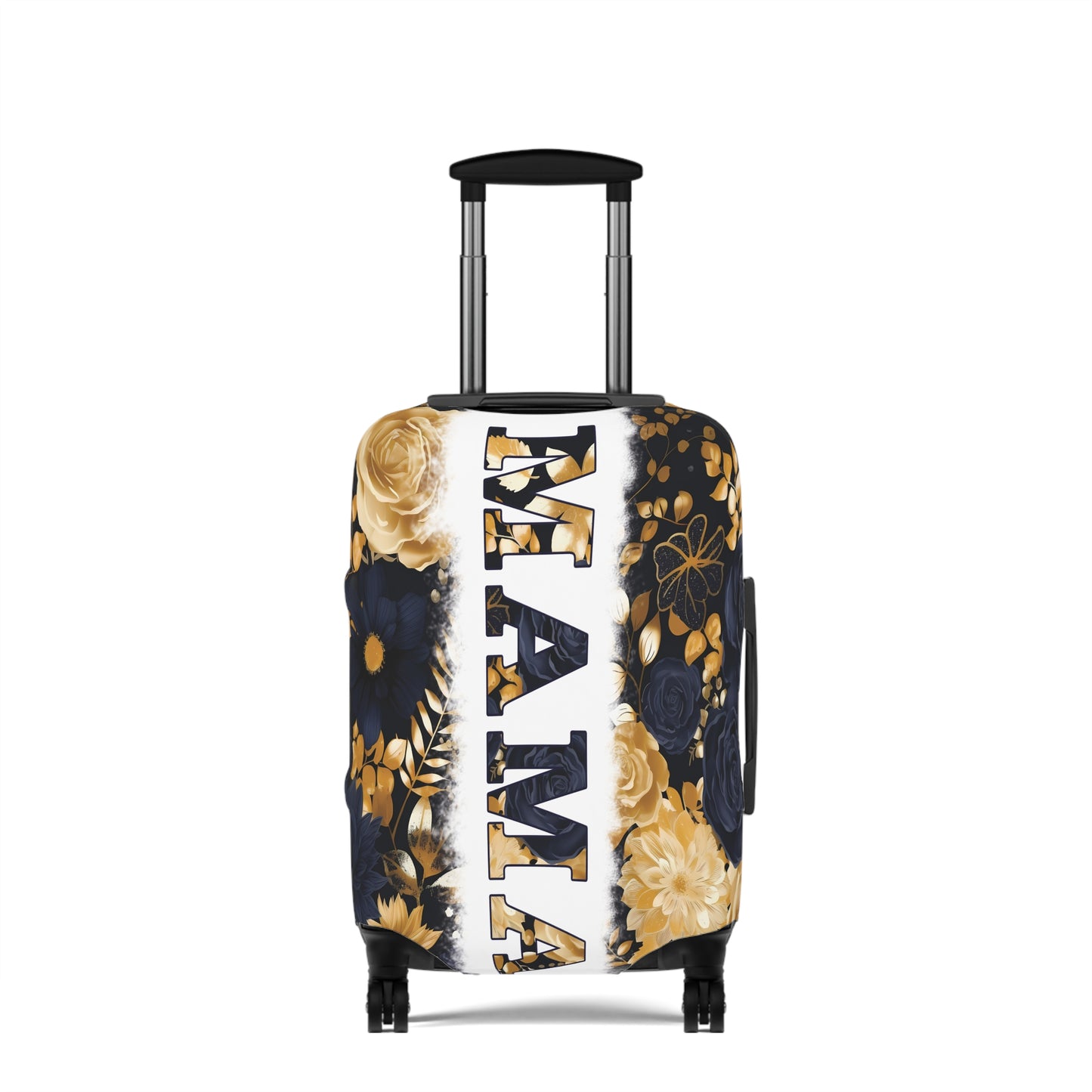 Luggage Cover, Black and Gold Floral, Mama, awd-3111