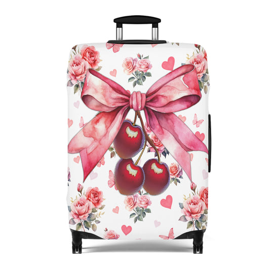 Luggage Cover, Rockabilly, Coquette, Hearts, Roses and Butterflies, Cherries and Ribbon, awd-2523