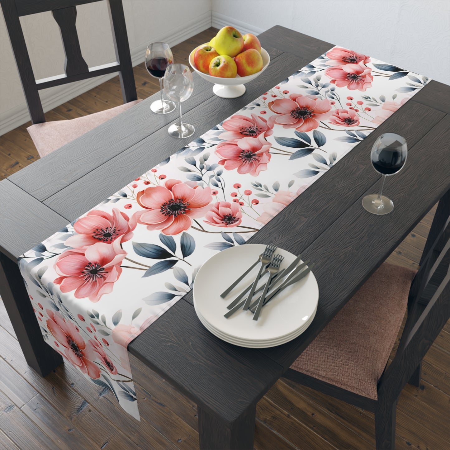 Floral Table Runner, Cotton Twill and Poly Available