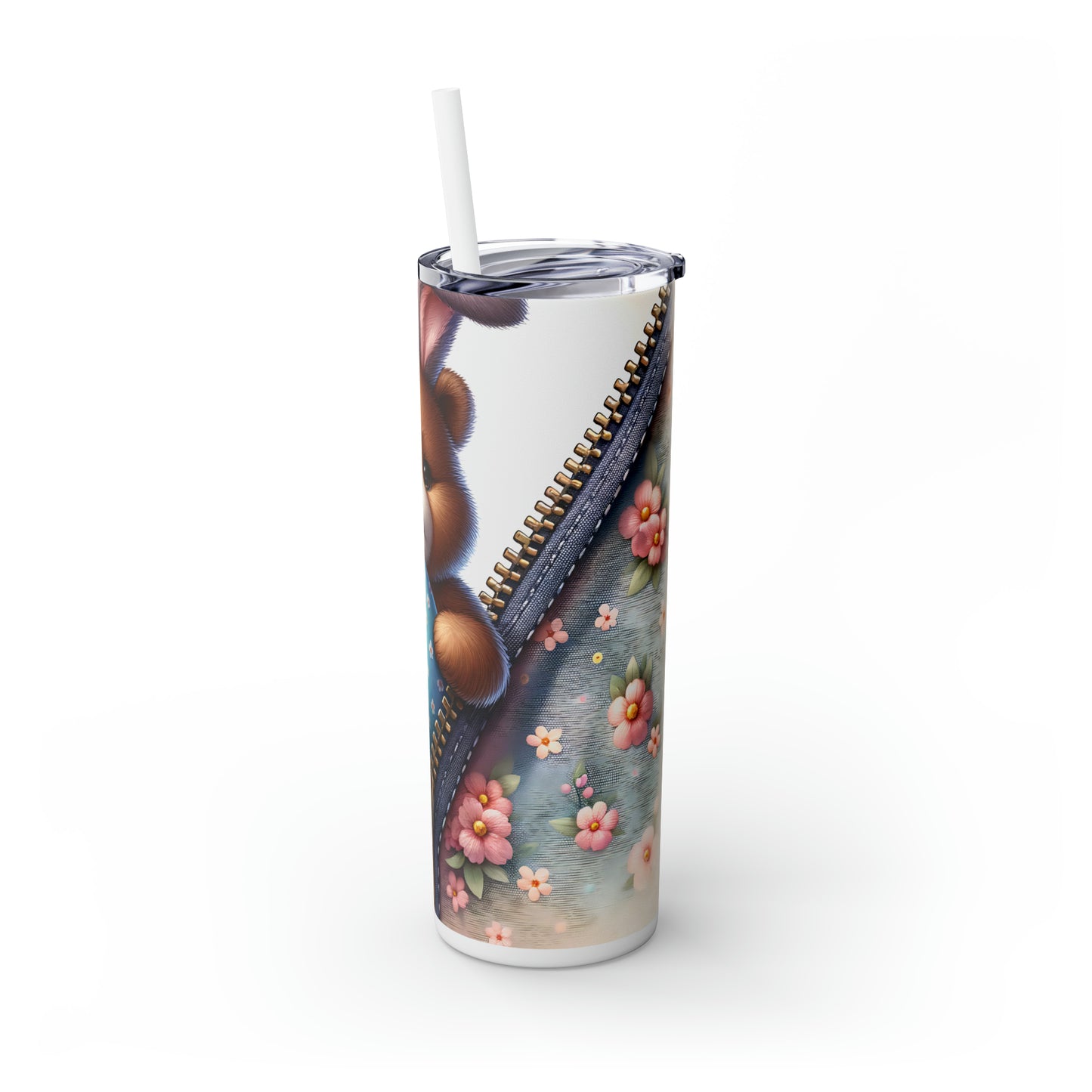 Skinny Tumbler with Straw, 20oz, Easter, Bear, awd-1306