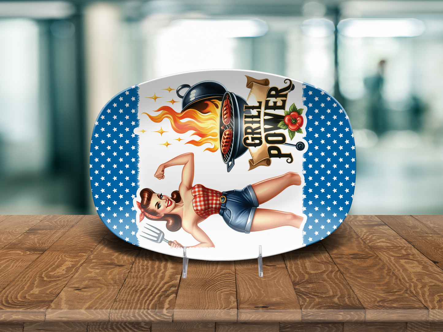 BBQ platter Girl Power, 10"x14" Platter