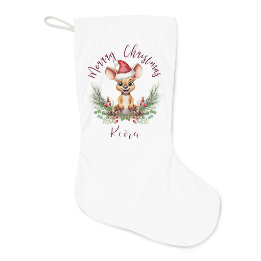 Personalised Santa Stocking, Australian Animals Poinsettia, Kangaroo