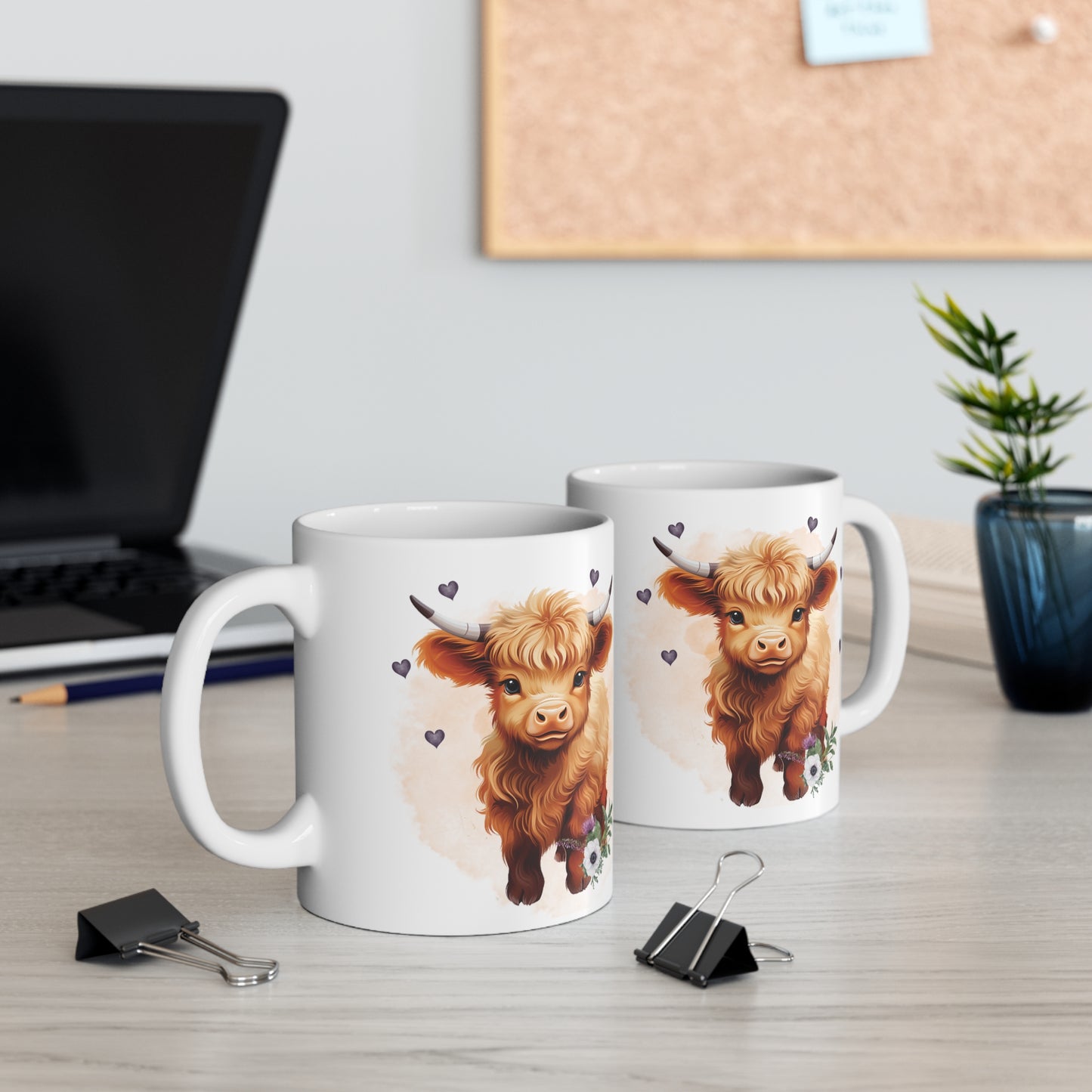 Personalised/Non Personalised Highland Cow, Ceramic Mug 11oz, Highland Cow Mug