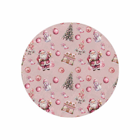 Pink Chirstmas Circular Micro Fleece Blanket 60"