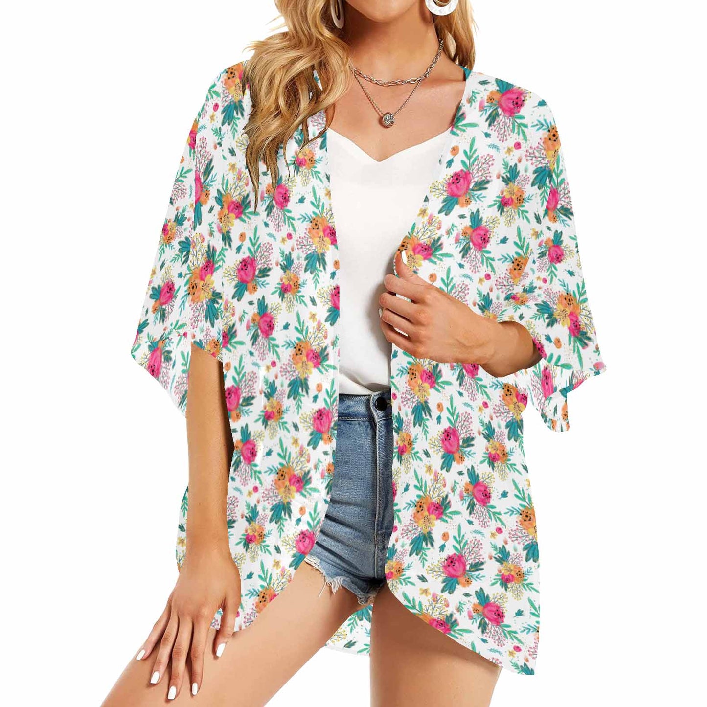 Australian Floral  GP Women's Kimono Chiffon Cover Up