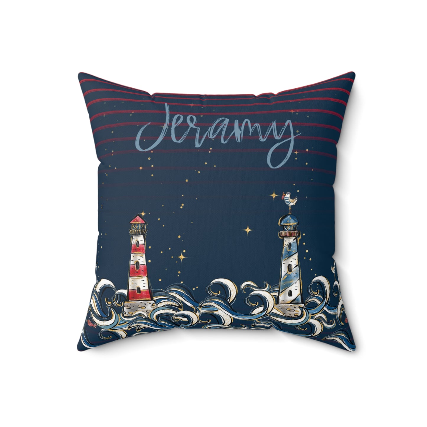 Spun Polyester Square Pillow, Nautical Cushion