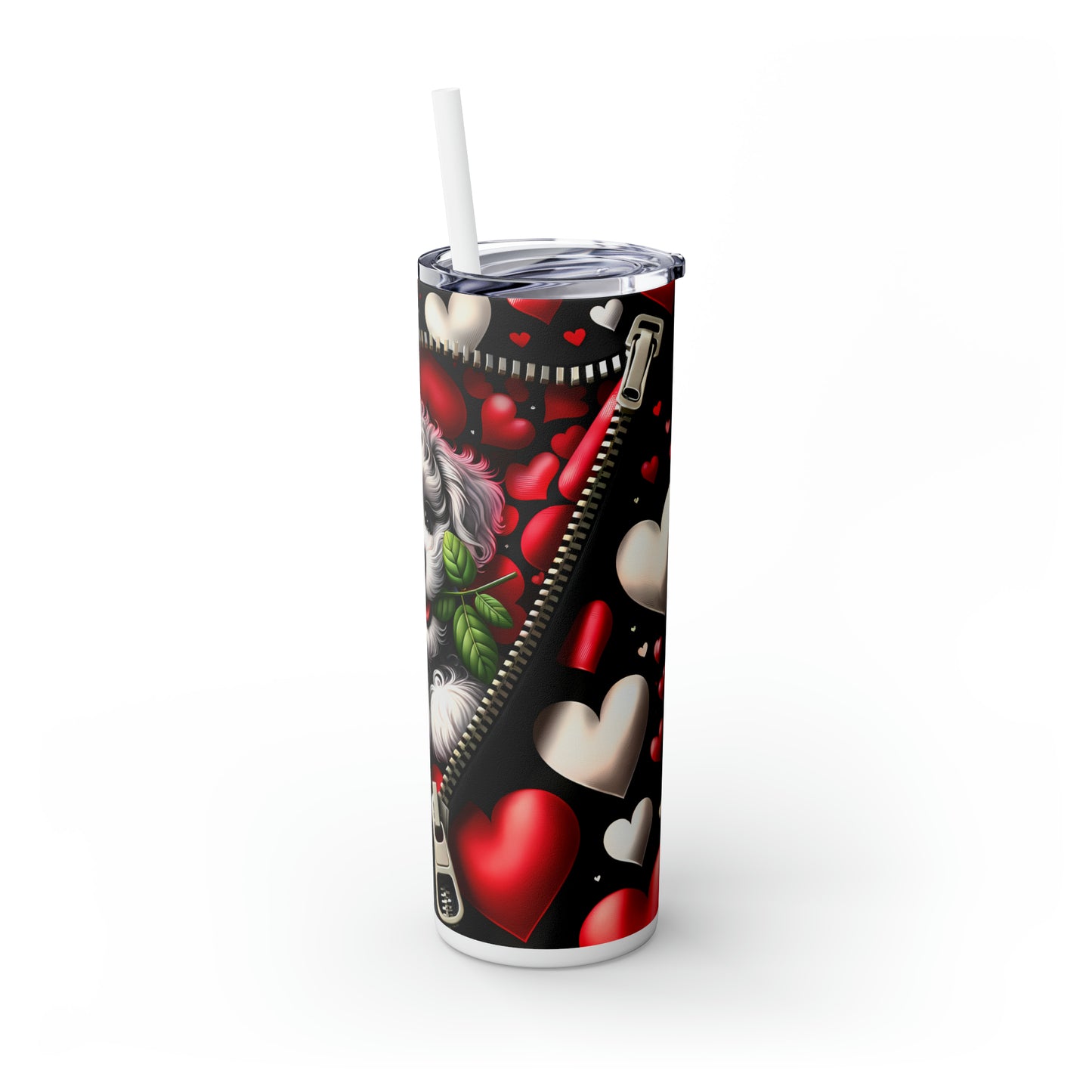 Skinny Tumbler with Straw, 20oz, Dog, Valentines Day, awd-866