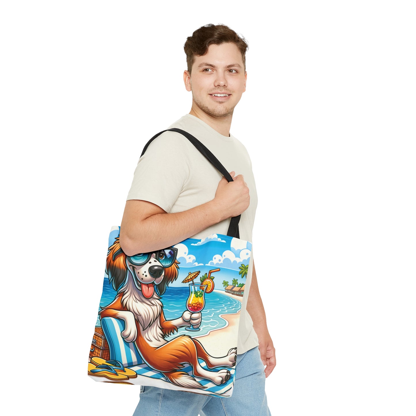 Tote Bag, Dog on Beach, English Setter, Tote bag, awd-1211