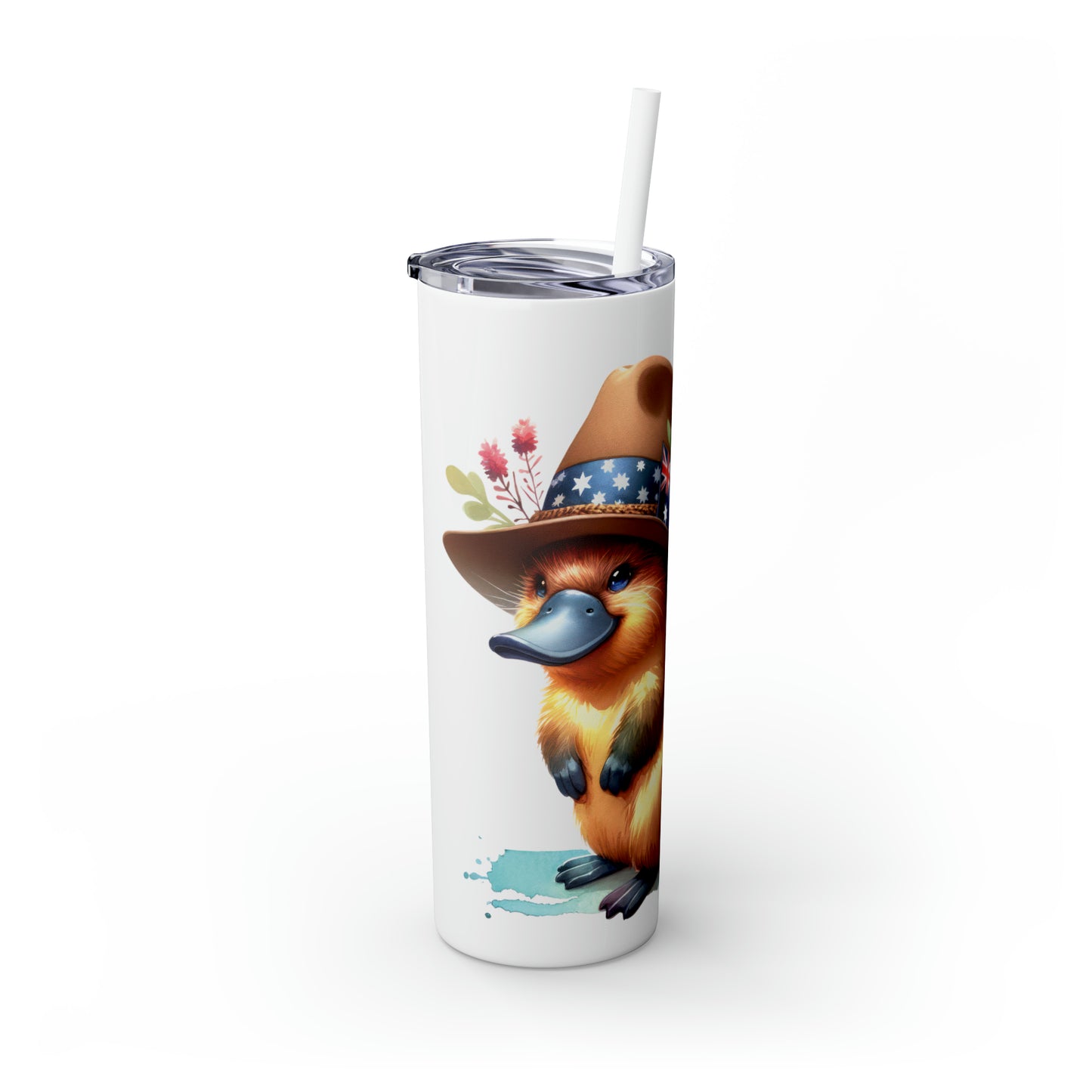 Skinny Tumbler with Straw, 20oz, Australian Animal, Platypus, awd-1319