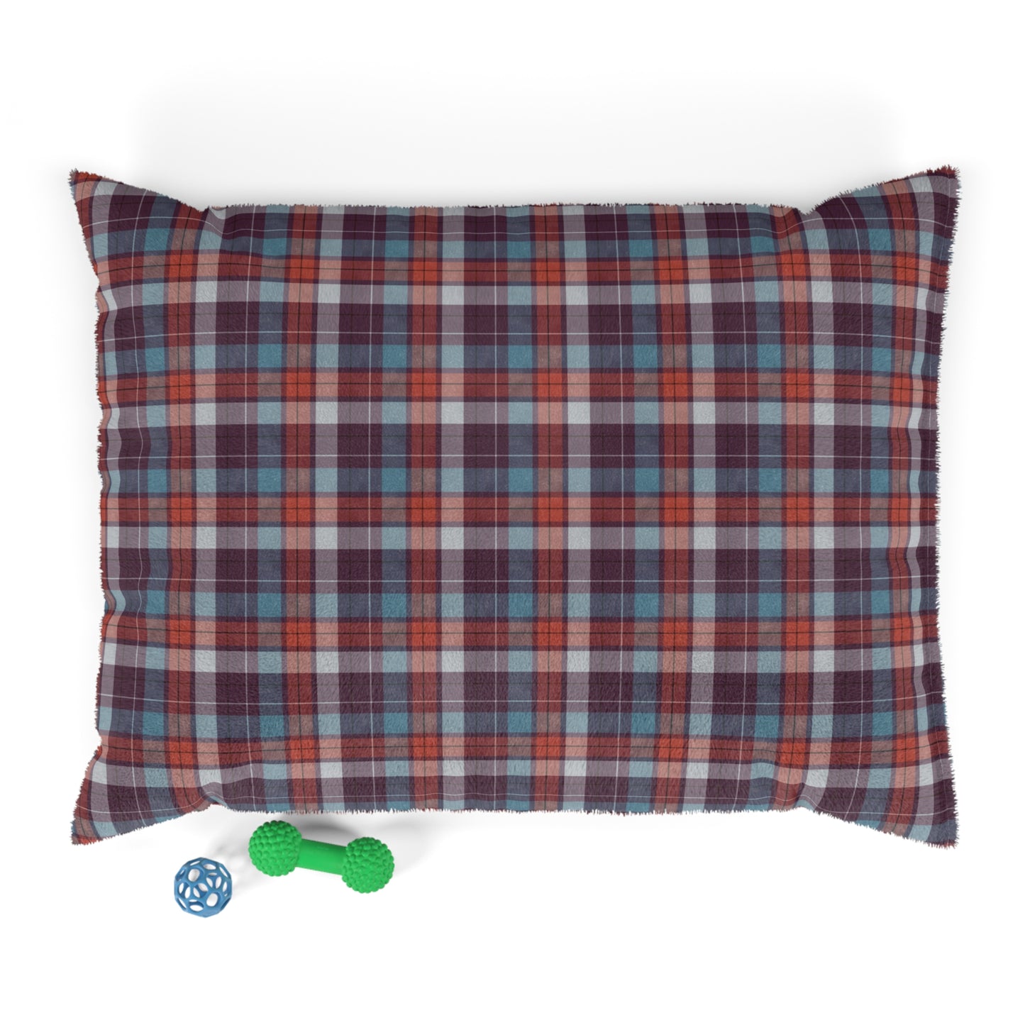 Luxury Pet Bed, feather soft fleece, Maroon Tartan