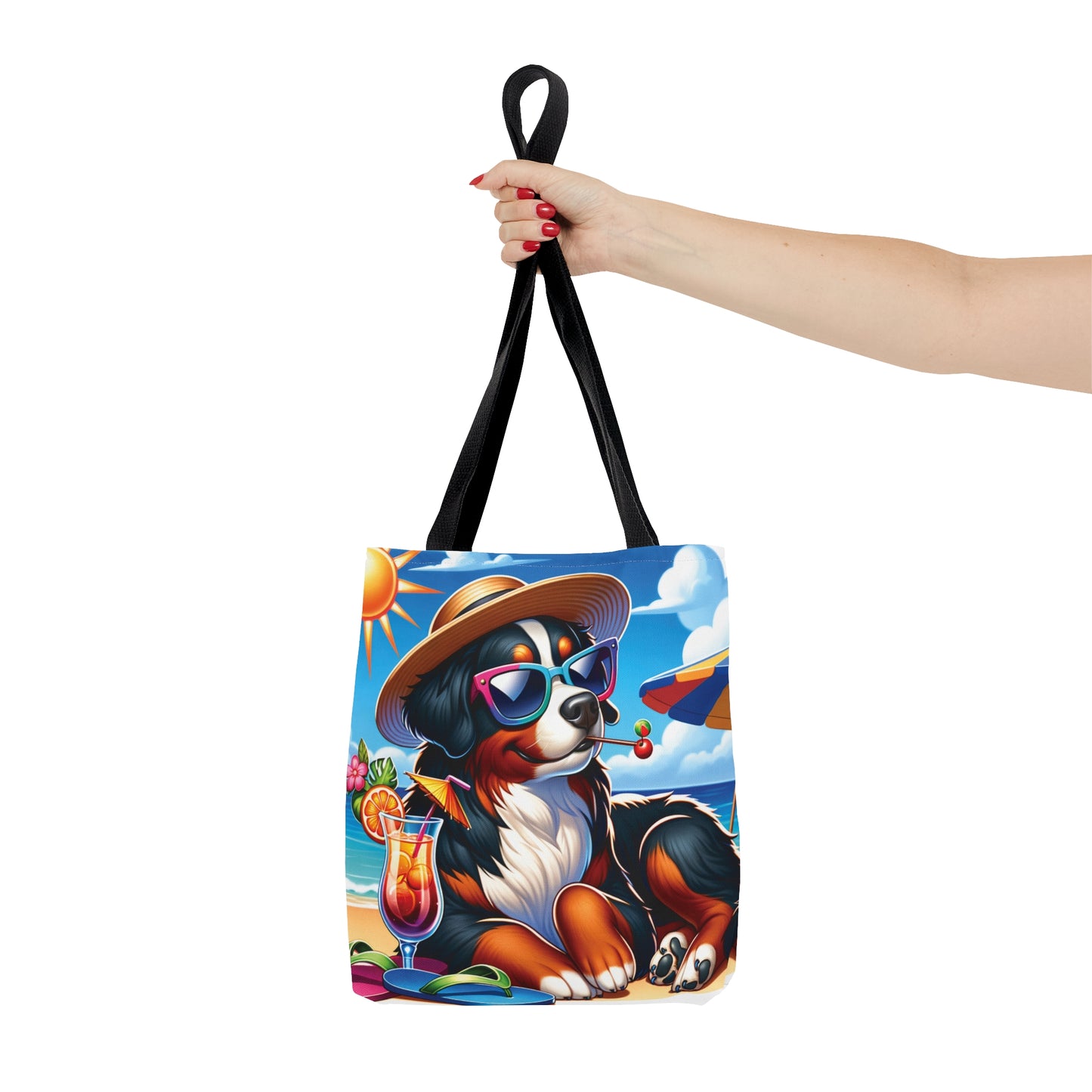 Tote Bag, Dog on Beach, Bernese Mountain, Tote bag, awd-1108