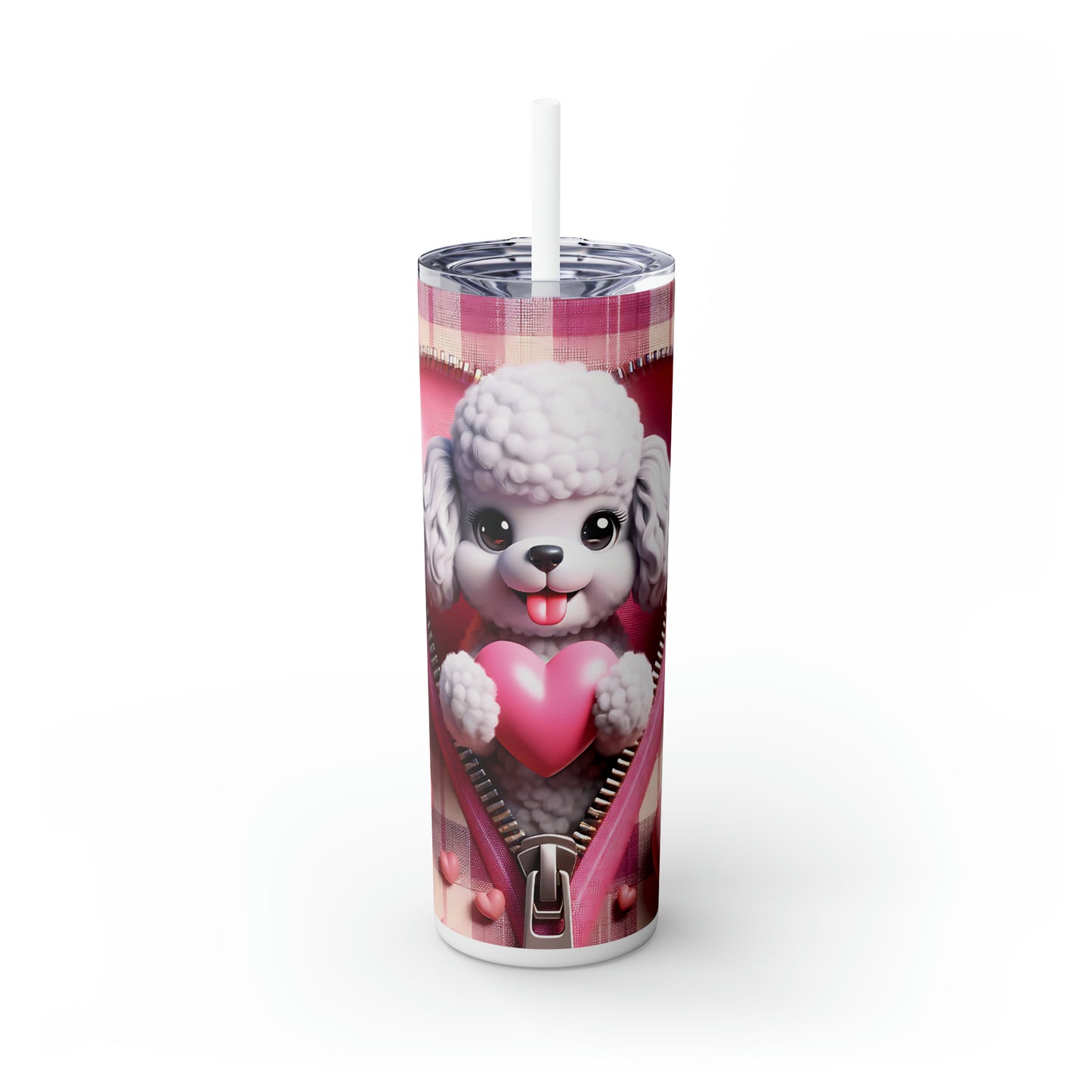 Skinny Tumbler with Straw, 20oz, Dog, Valentines Day, awd-1145