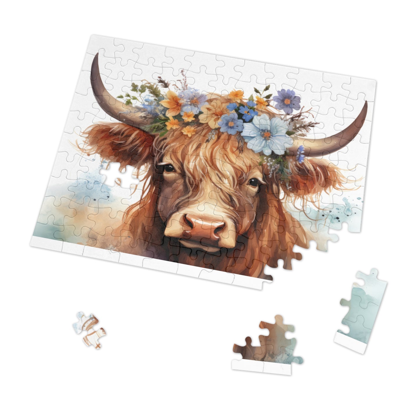 Jigsaw Puzzle, Highland Cow, Personalised/Non-Personalised (30, 110, 252, 500,1000-Piece)