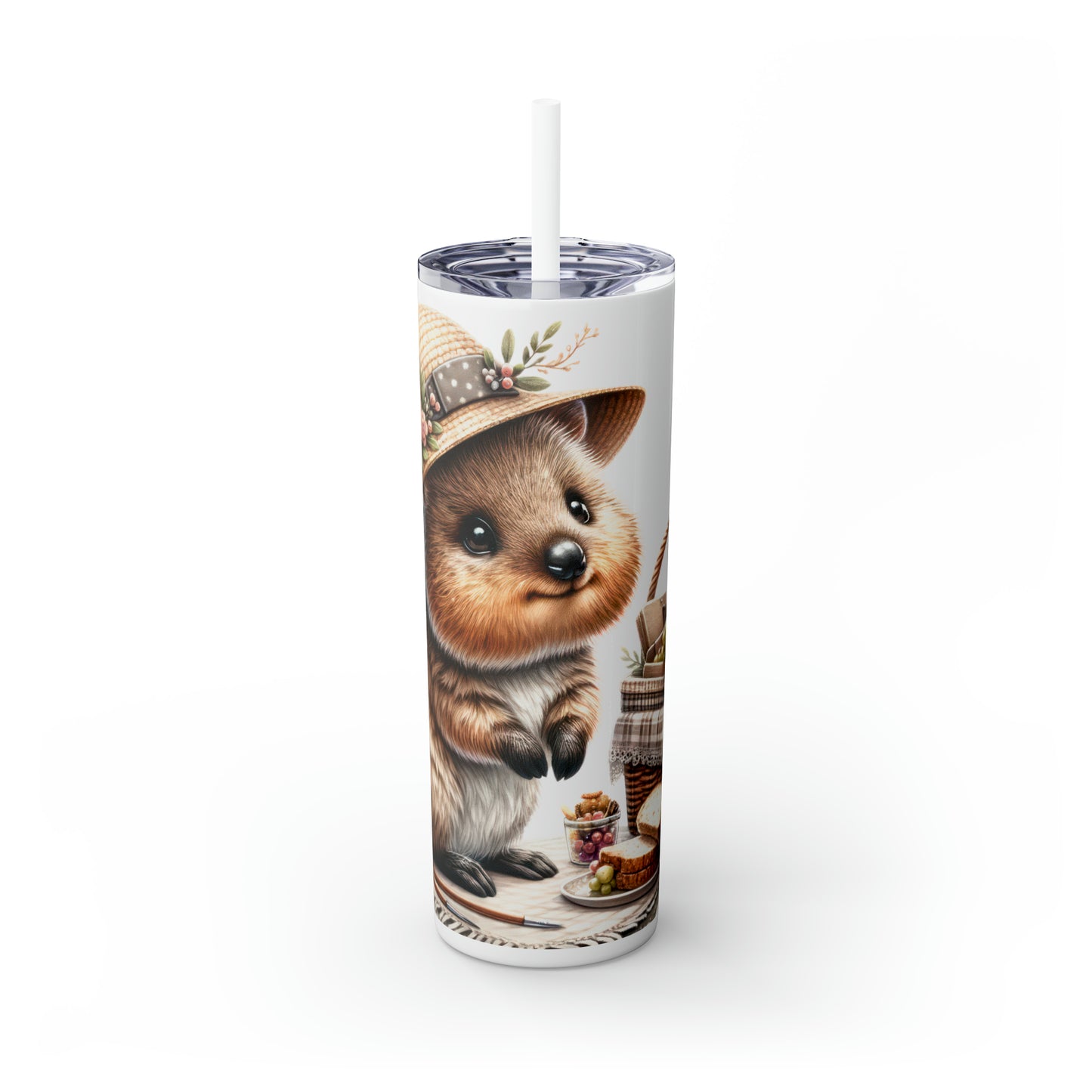 Skinny Tumbler with Straw, 20oz, Australian Animal, Quokka, awd-1330