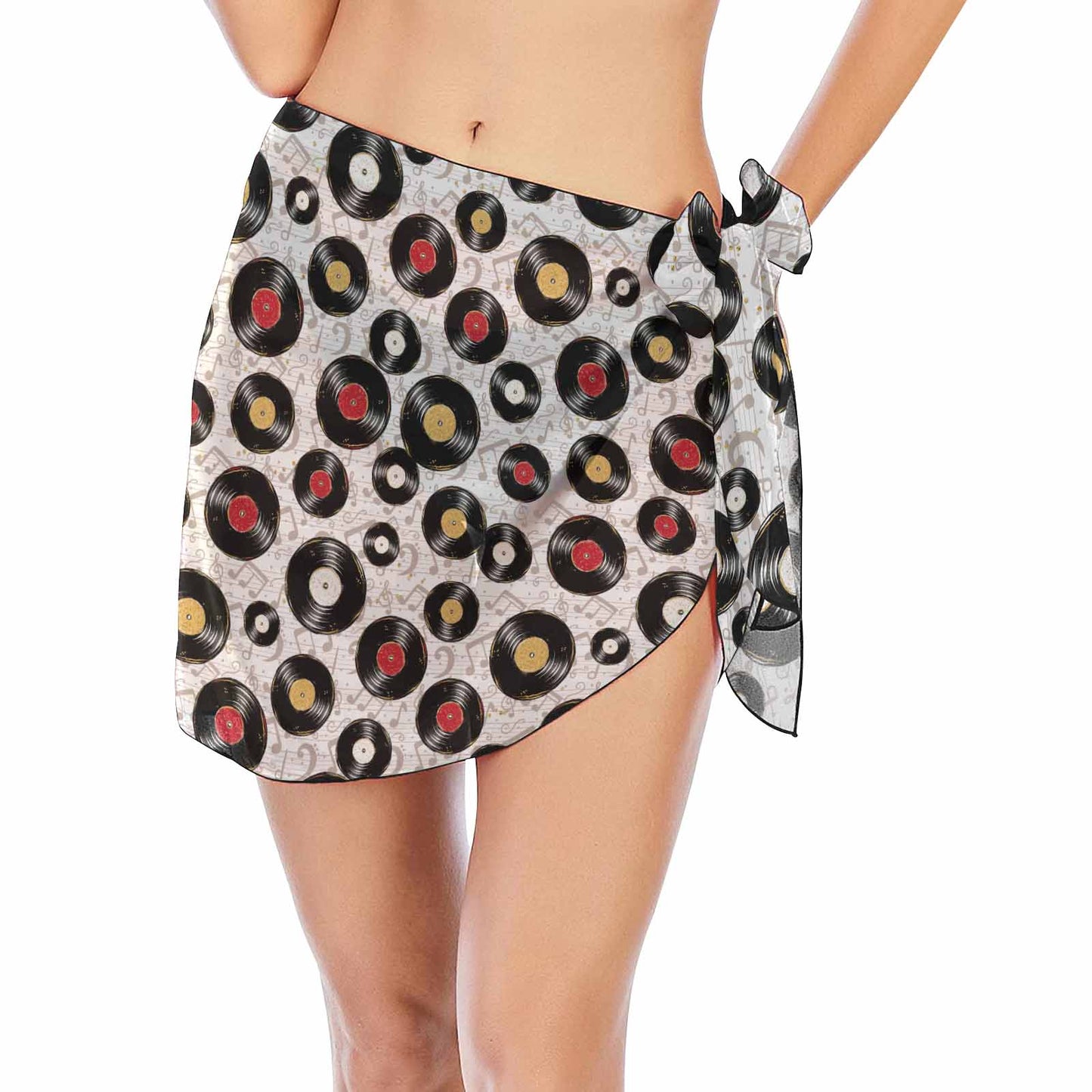 Music Records White  Women's Beach Sarong Wrap