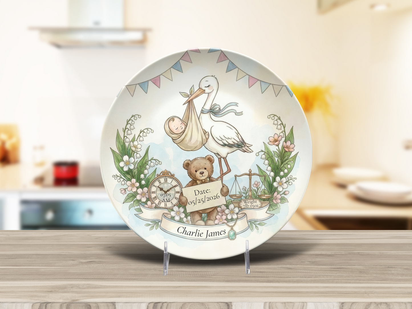 Personalised Baby Keepsake Plate | Birth Details Plate | Newborn Gift | Custom Baby Name Plate | Baby Shower Gift | First Birthday Keepsake