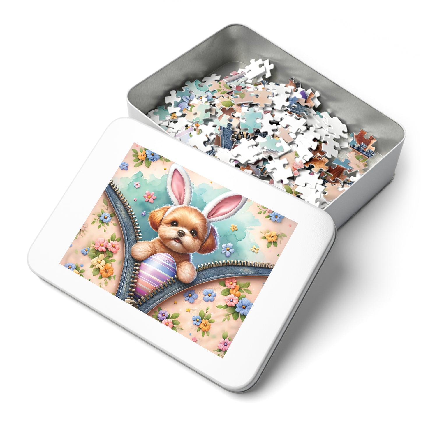 Jigsaw Puzzle, Easter, Dog with Bunny Ears, Personalised/Non-Personalised (30, 110, 252, 500,1000-Piece) Awd-1309
