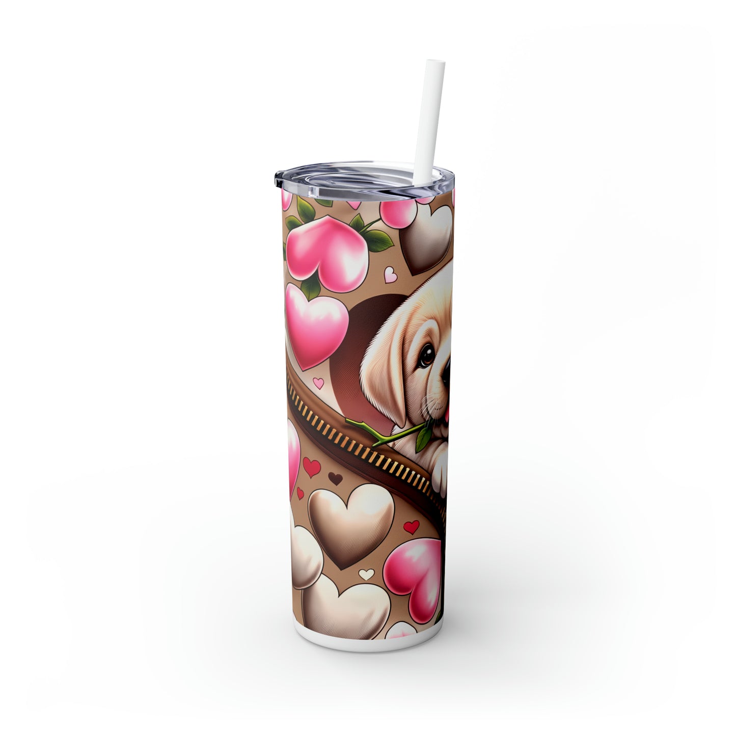 Skinny Tumbler with Straw, 20oz, Dog, Valentines Day, awd-904