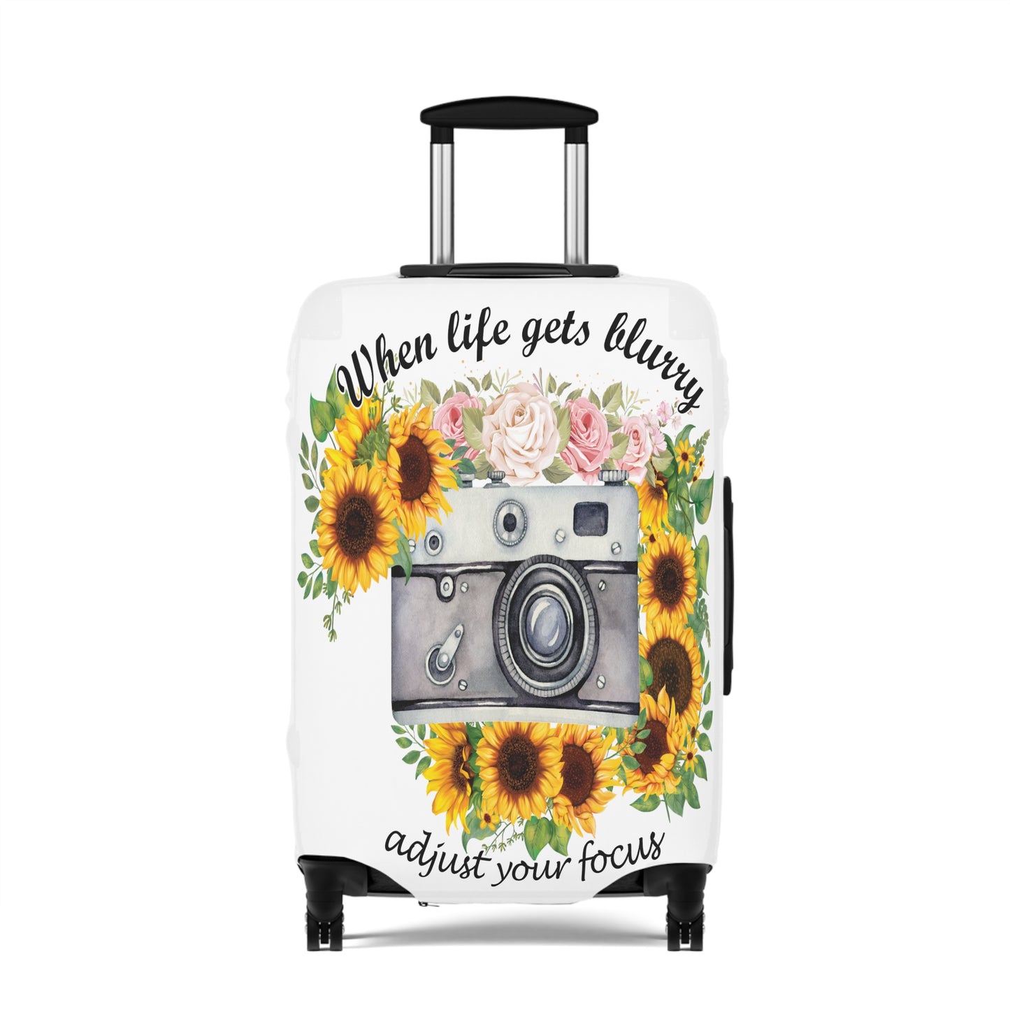 Luggage Cover, Camera, Sunflowers, When life gets Blurry adjust your Focus, awd-1372