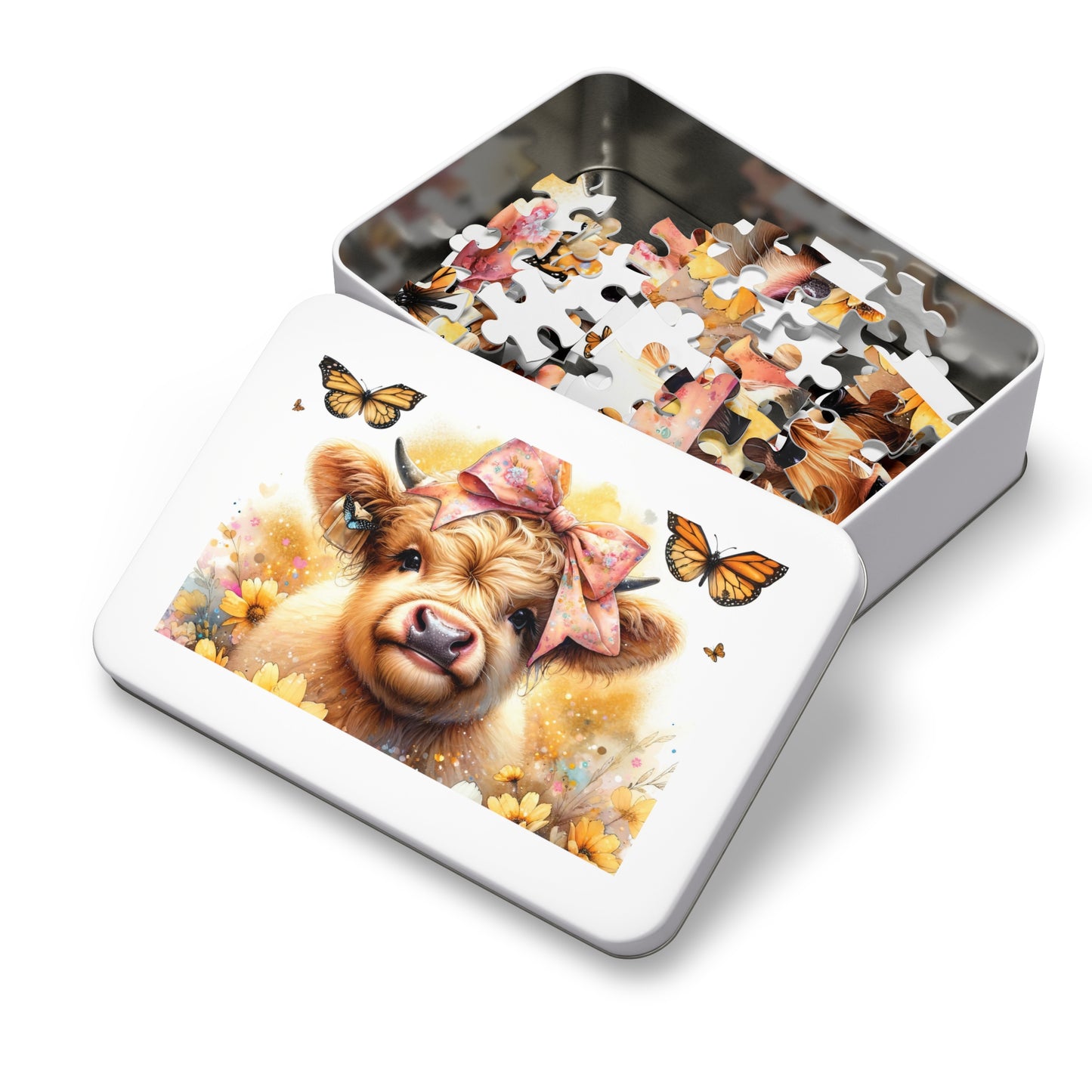 Jigsaw Puzzle, Highland Cow, Personalised/Non-Personalised (30, 110, 252, 500,1000-Piece)