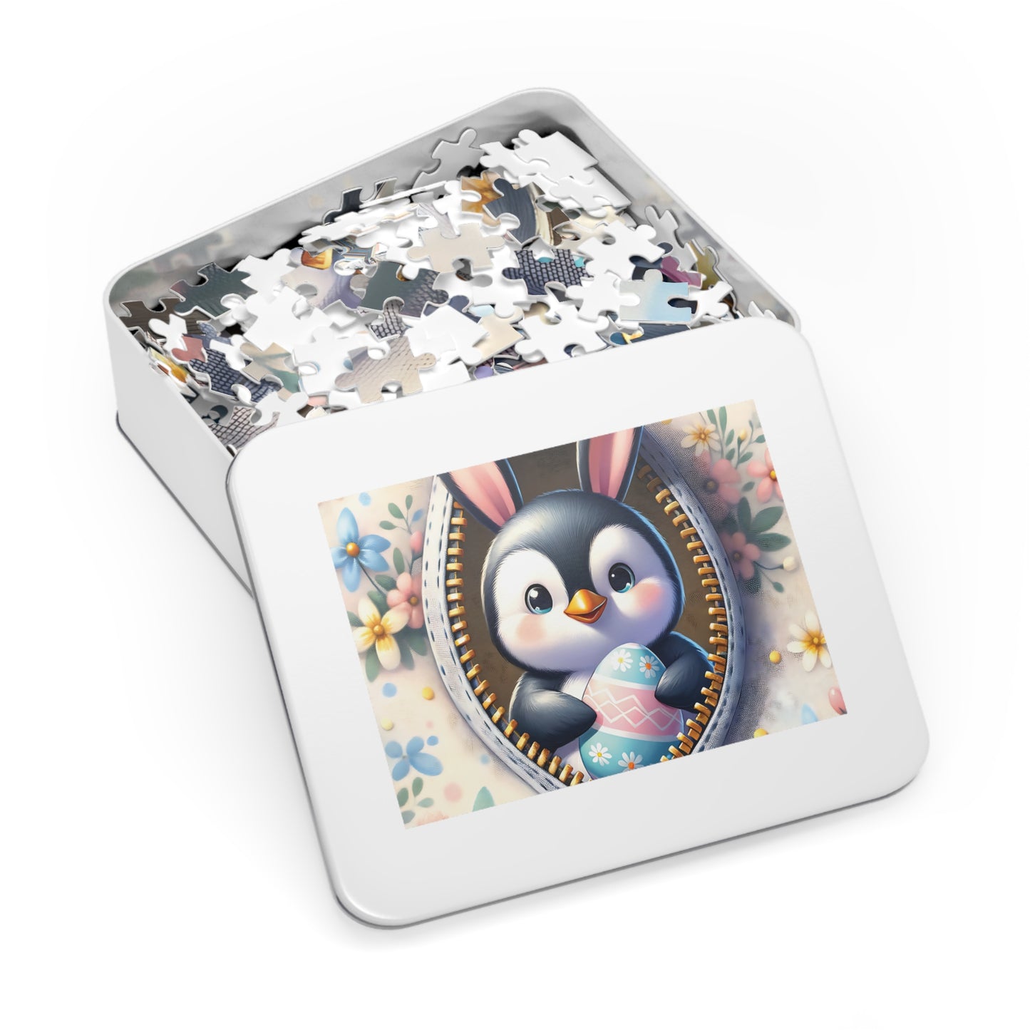 Jigsaw Puzzle, Easter, Penguin with Bunny Ears, Personalised/Non-Personalised (30, 110, 252, 500,1000-Piece) Awd-1307