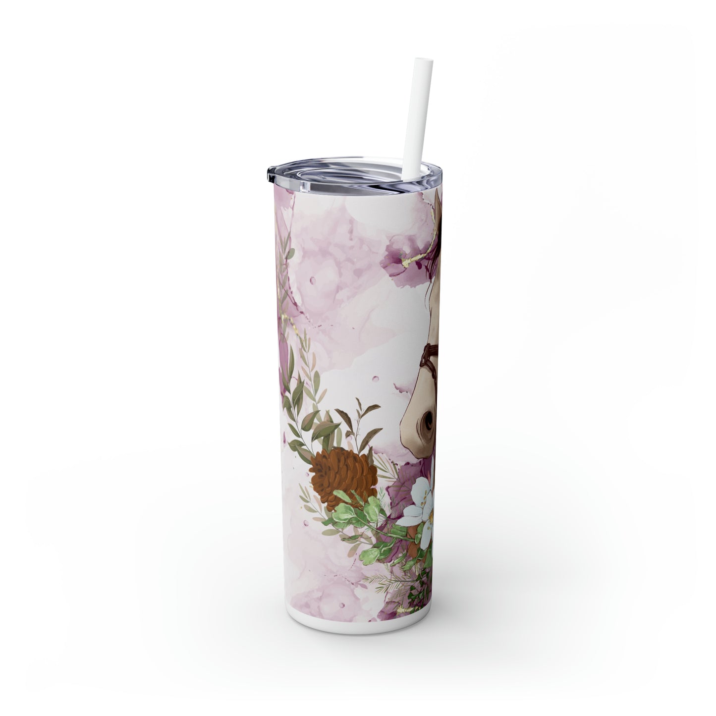 Skinny Tumbler with Straw, 20oz, Horse, awd-1357