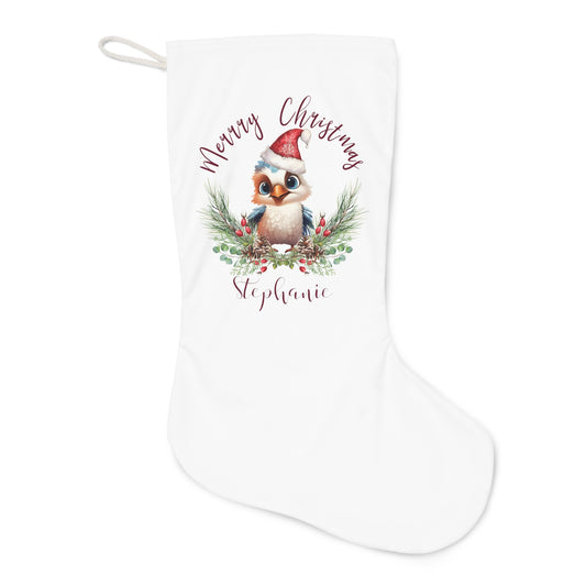 Personalised Santa Stocking, Australian Animals Poinsettia, Kookaburra