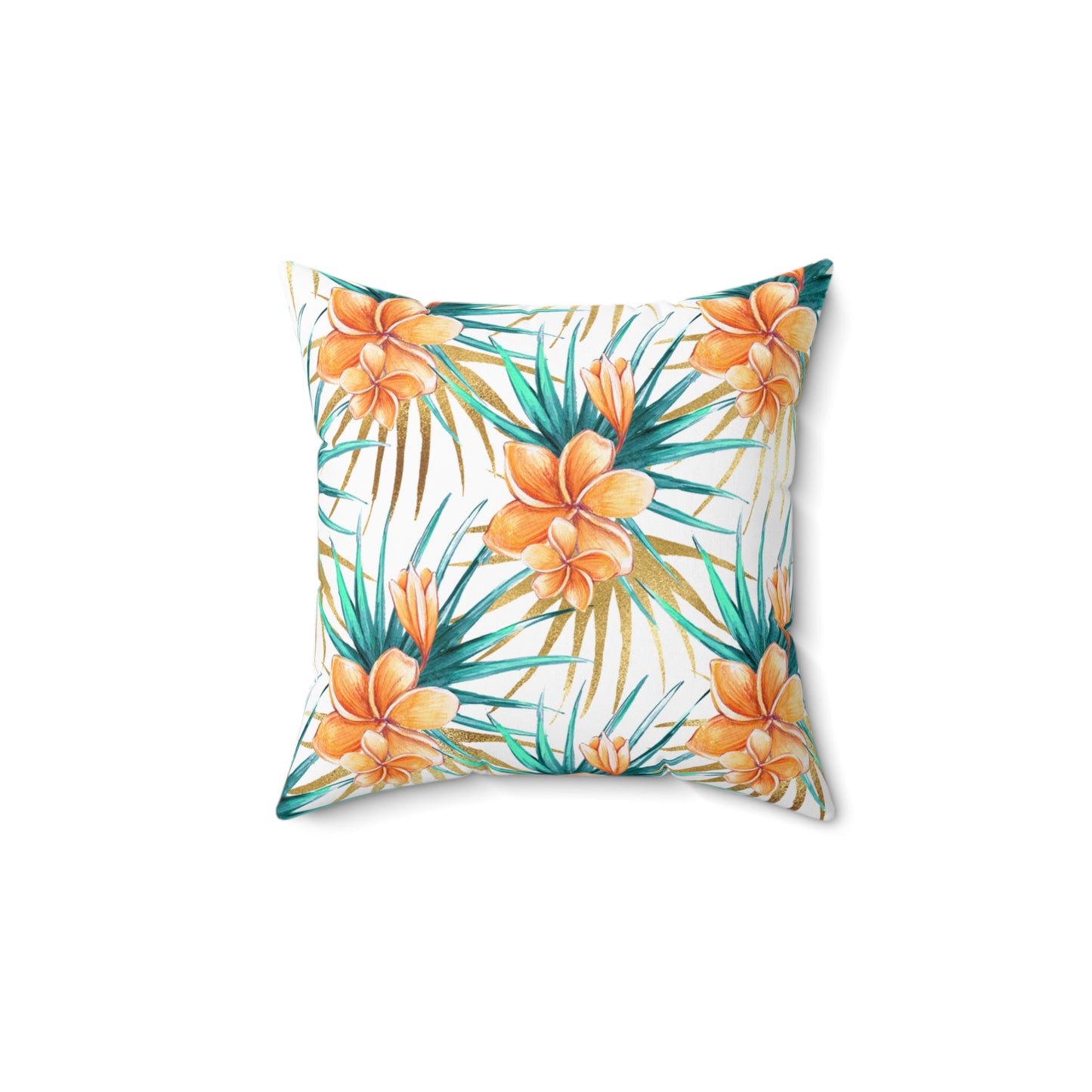 Spun Polyester Square Pillow, Summer Floral Cushion