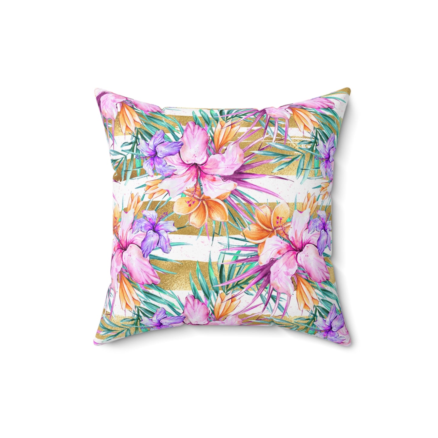 Spun Polyester Square Pillow, Summer Floral Cushion