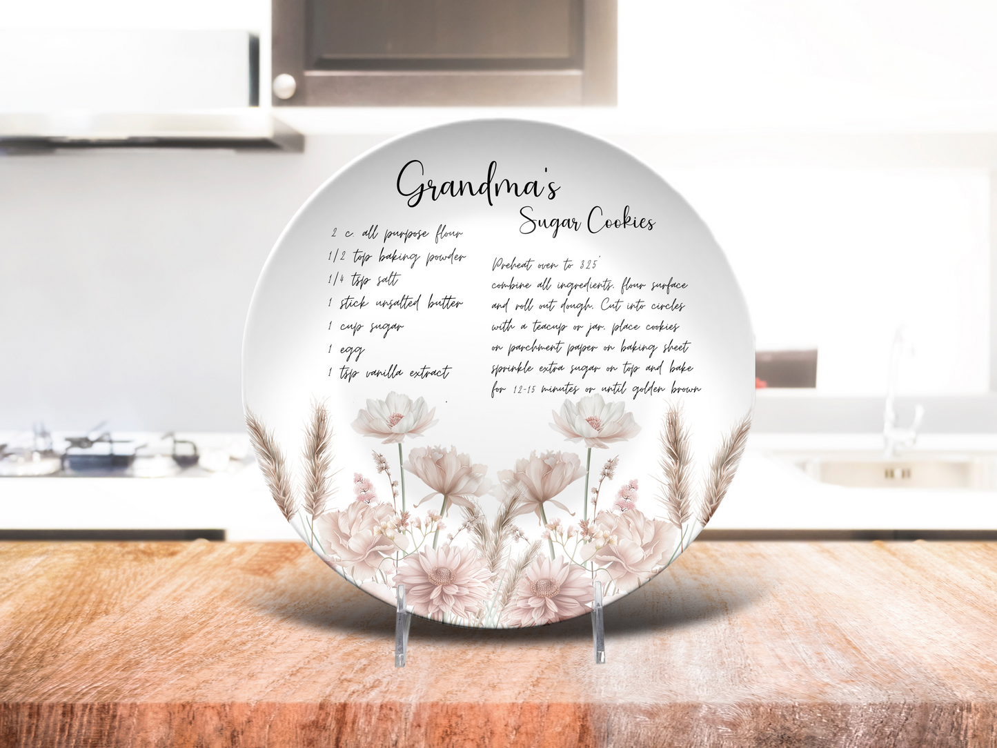 Personalised Wildflowers Handwritten Family Recipe Heirloom Plate/Platter