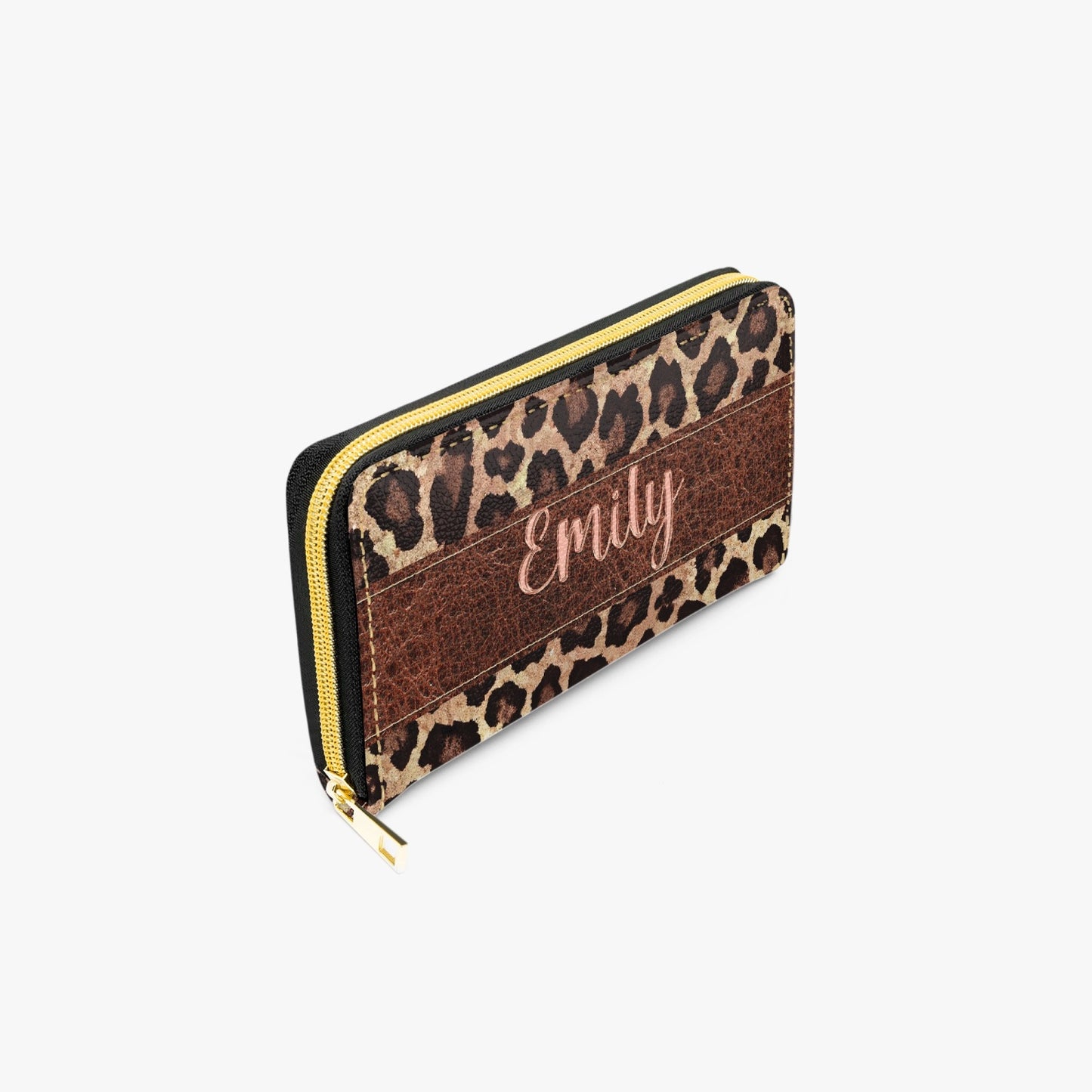 Long Type Zipper Purse - Leopard Print - Personalised