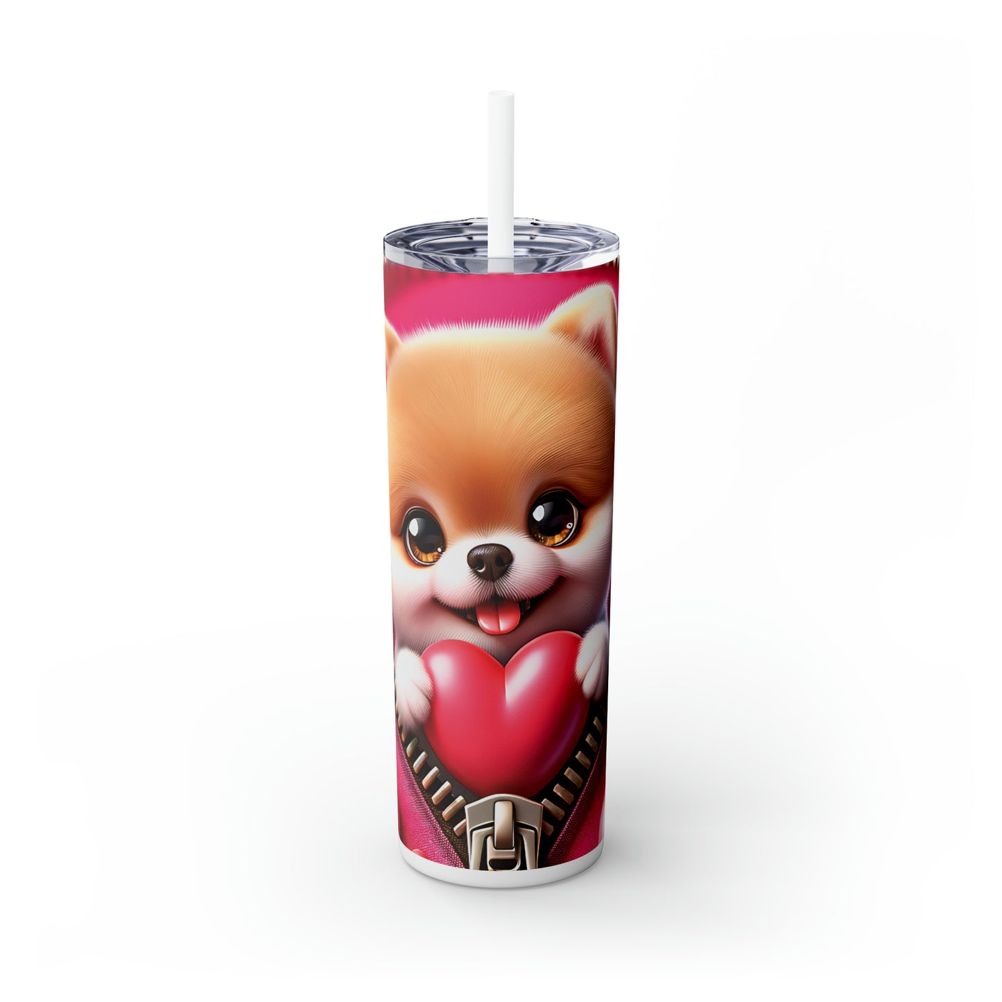 Skinny Tumbler with Straw, 20oz, Dog, Valentines Day, awd-1133