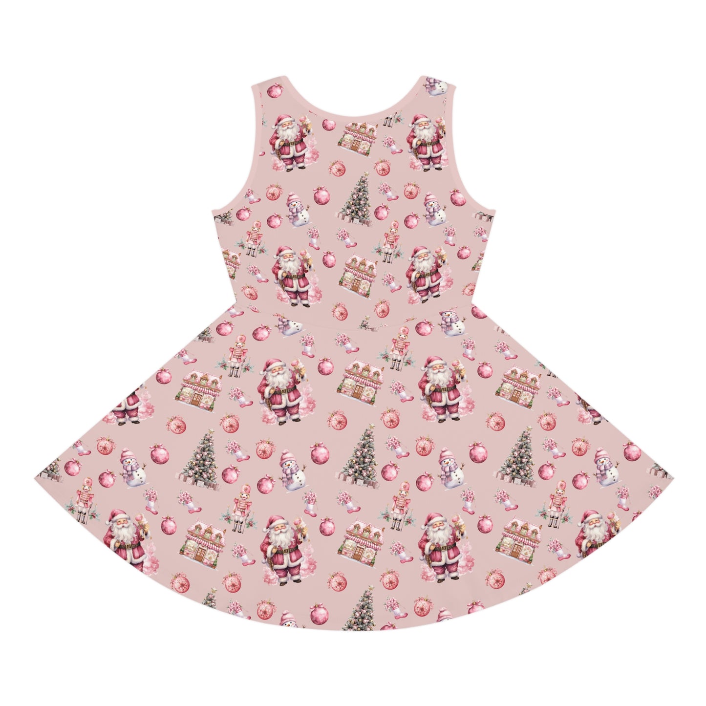 Girls' Sleeveless Sundress Pink Christmas Dress