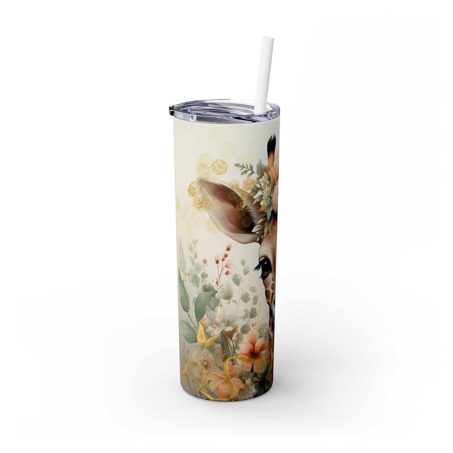 Skinny Tumbler with Straw, 20oz, Giraffe, awd-422