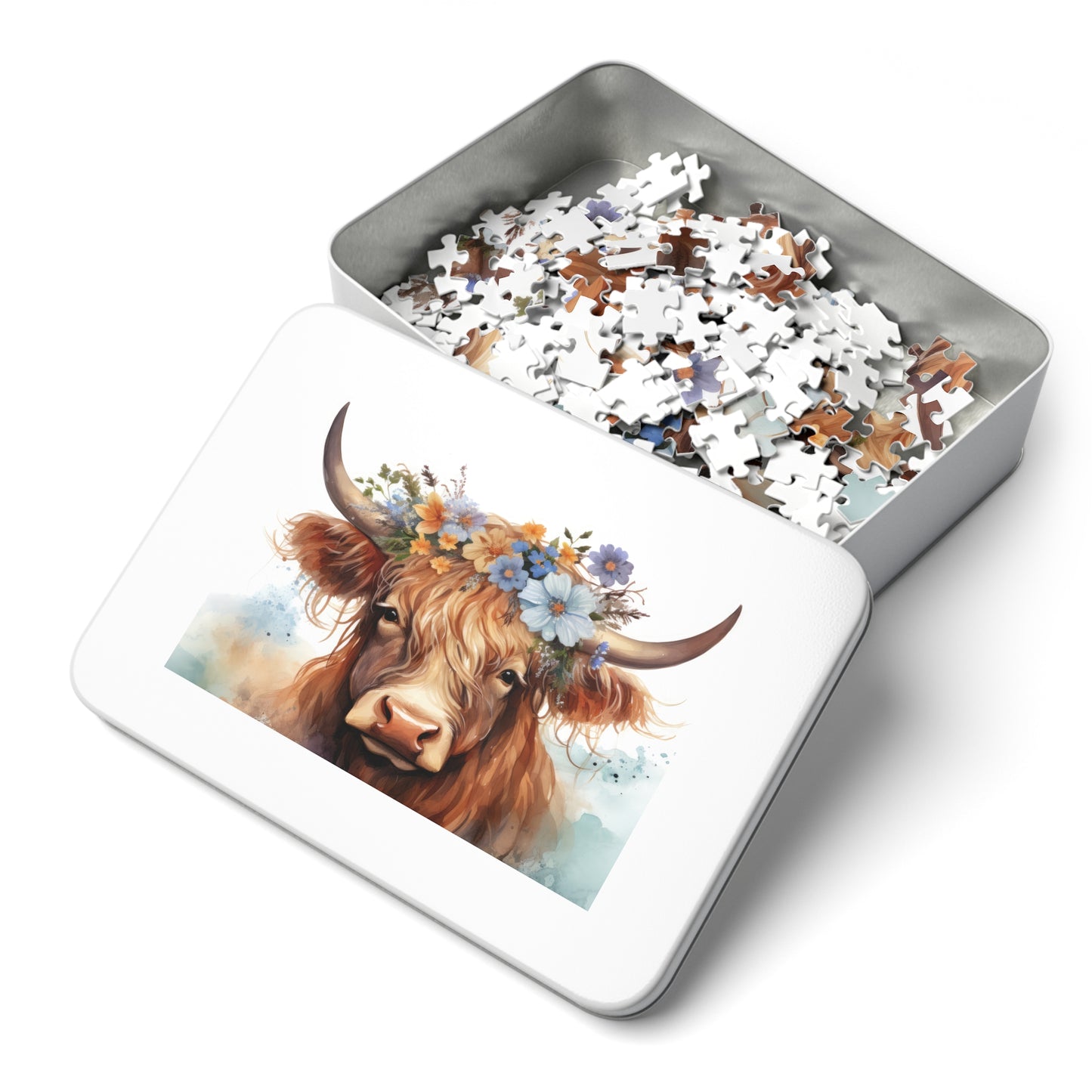 Jigsaw Puzzle, Highland Cow, Personalised/Non-Personalised (30, 110, 252, 500,1000-Piece)