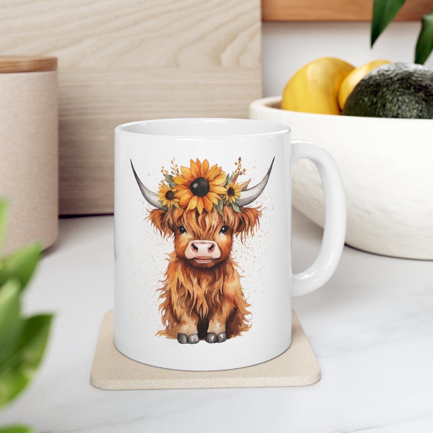 Personalised/Non Personalised Highland Cow, Ceramic Mug 11oz, Highland Cow Mug